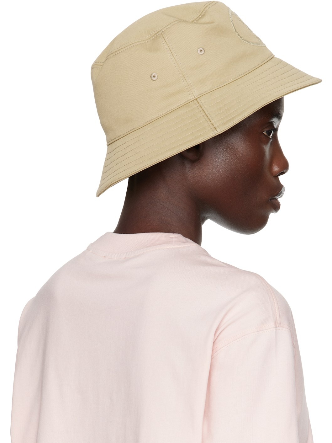 Beige Knight Stamp Gabardine Bucket Hat - 3