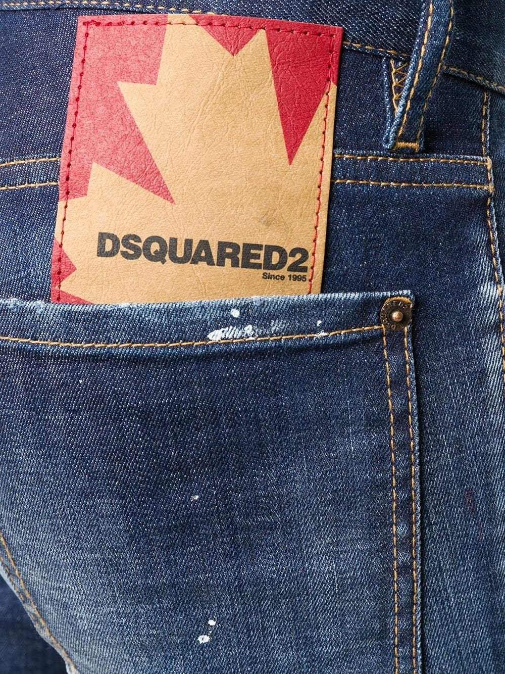 logo patch distressed jeans - 5