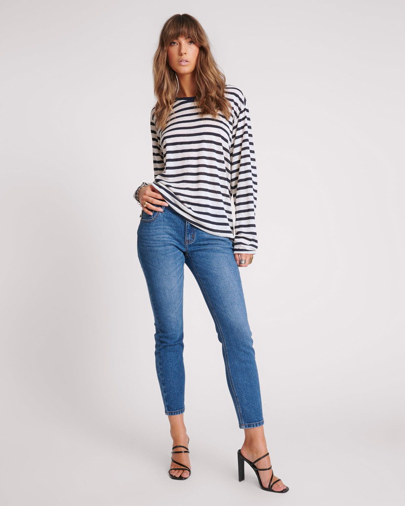 Stixx Low Waist Slim Straight Leg Denim Jeans - Washed Blue 2