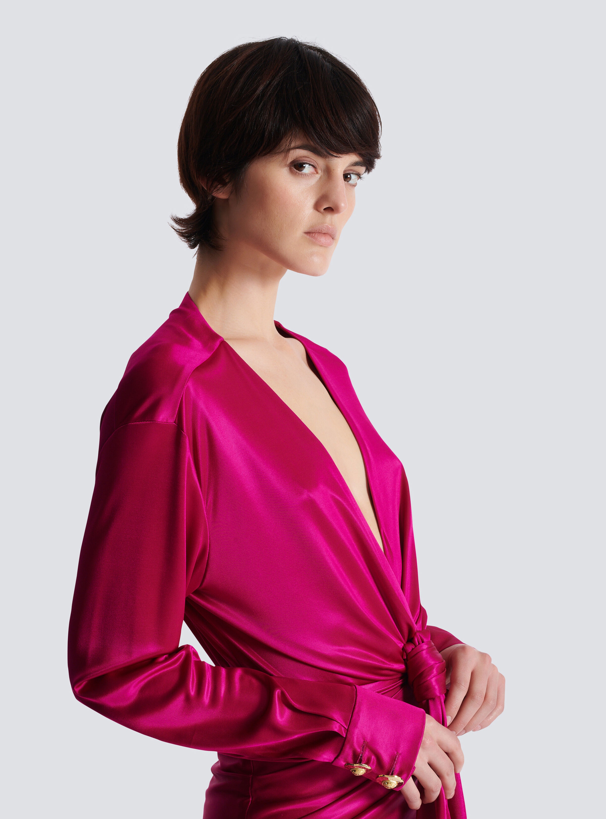 Short draped interlock jersey dress - 8