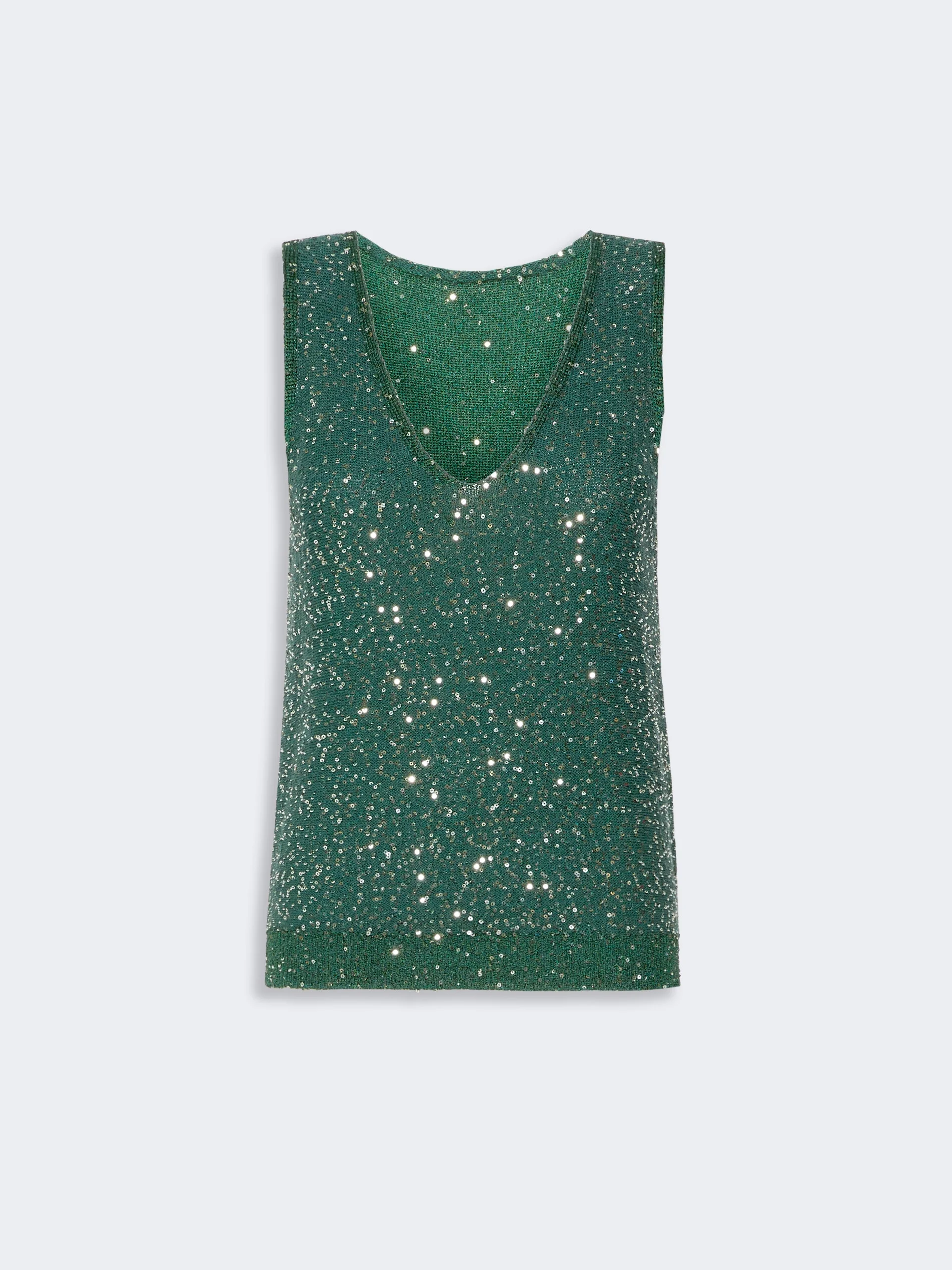 MILORD Sleeveless sweater with sequin detail - GREEN - 1