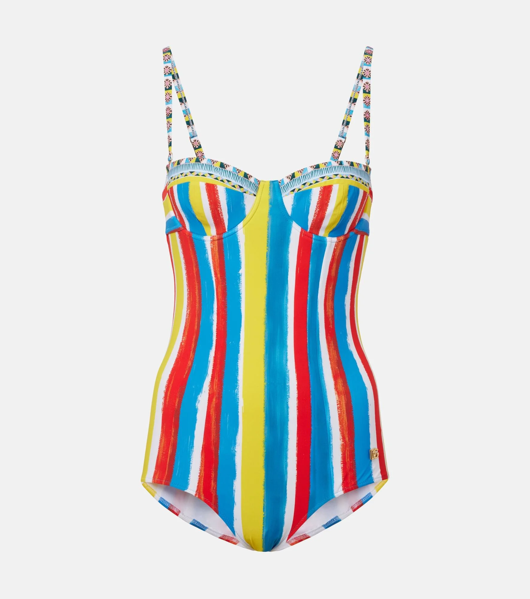 Cutout striped swimsuit - 1