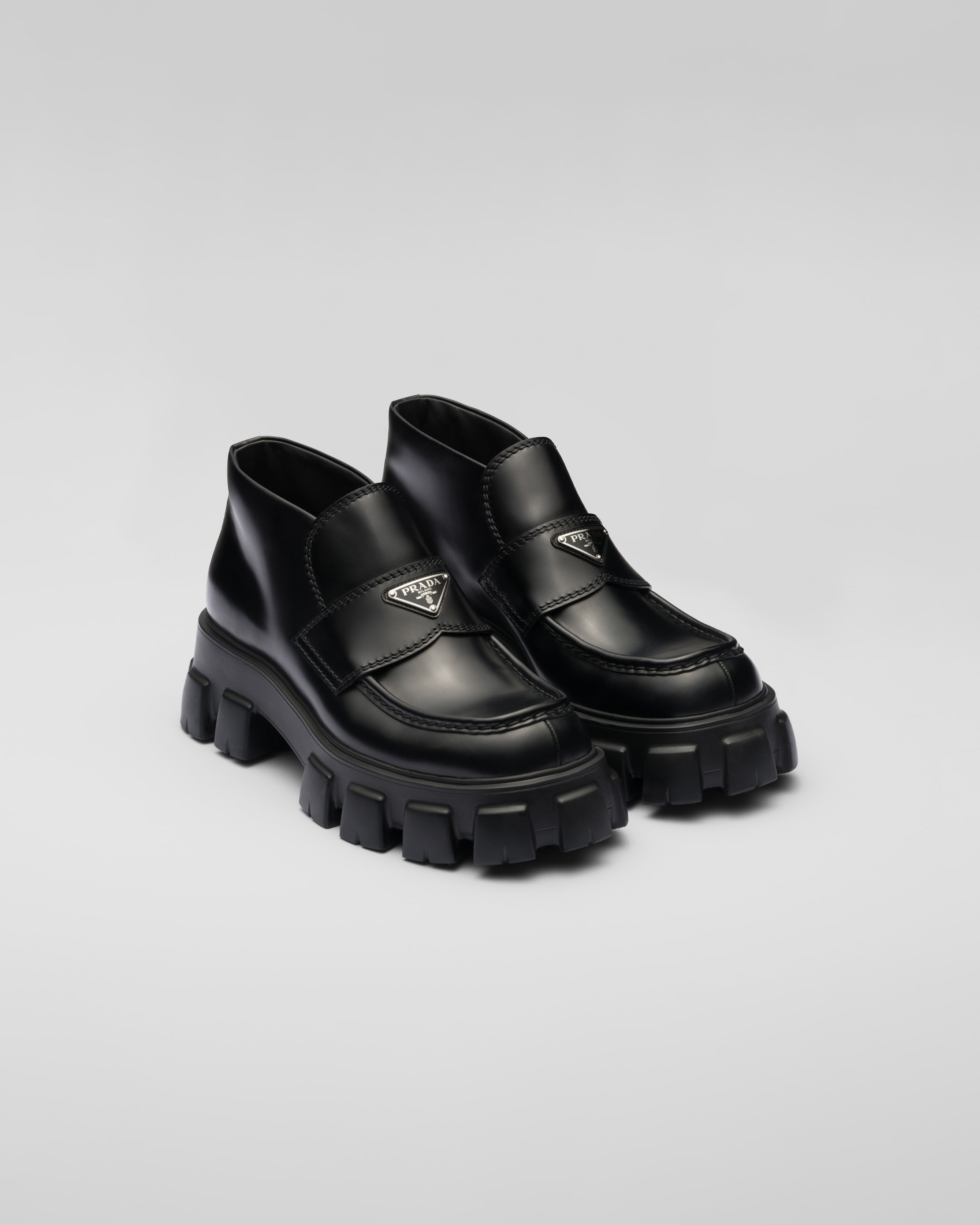 Monolith brushed leather flatform loafers - 1