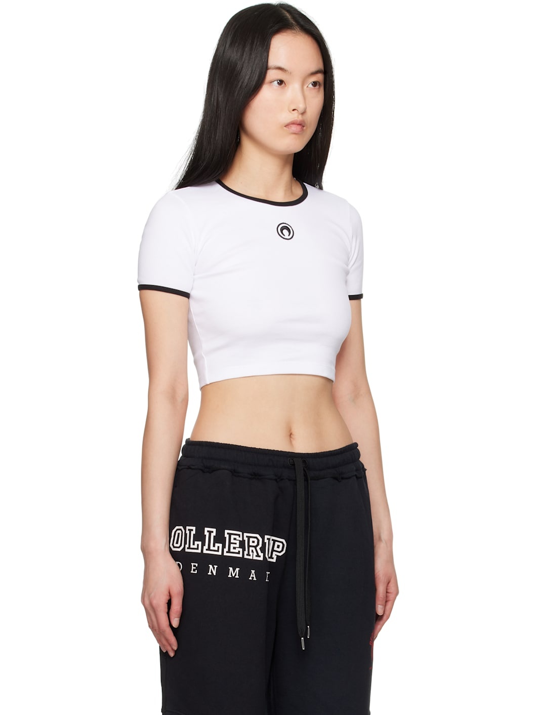 White Moon Logo Jersey Cropped T-shirt - 2