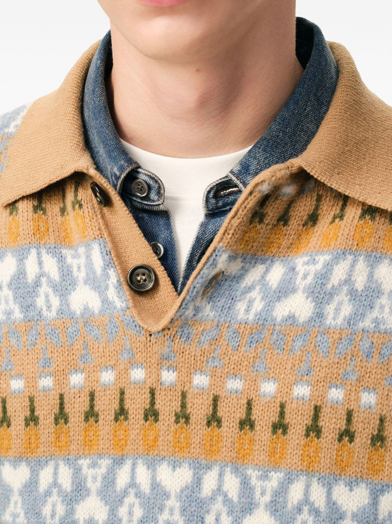 fair isle-knit polo sweater 5