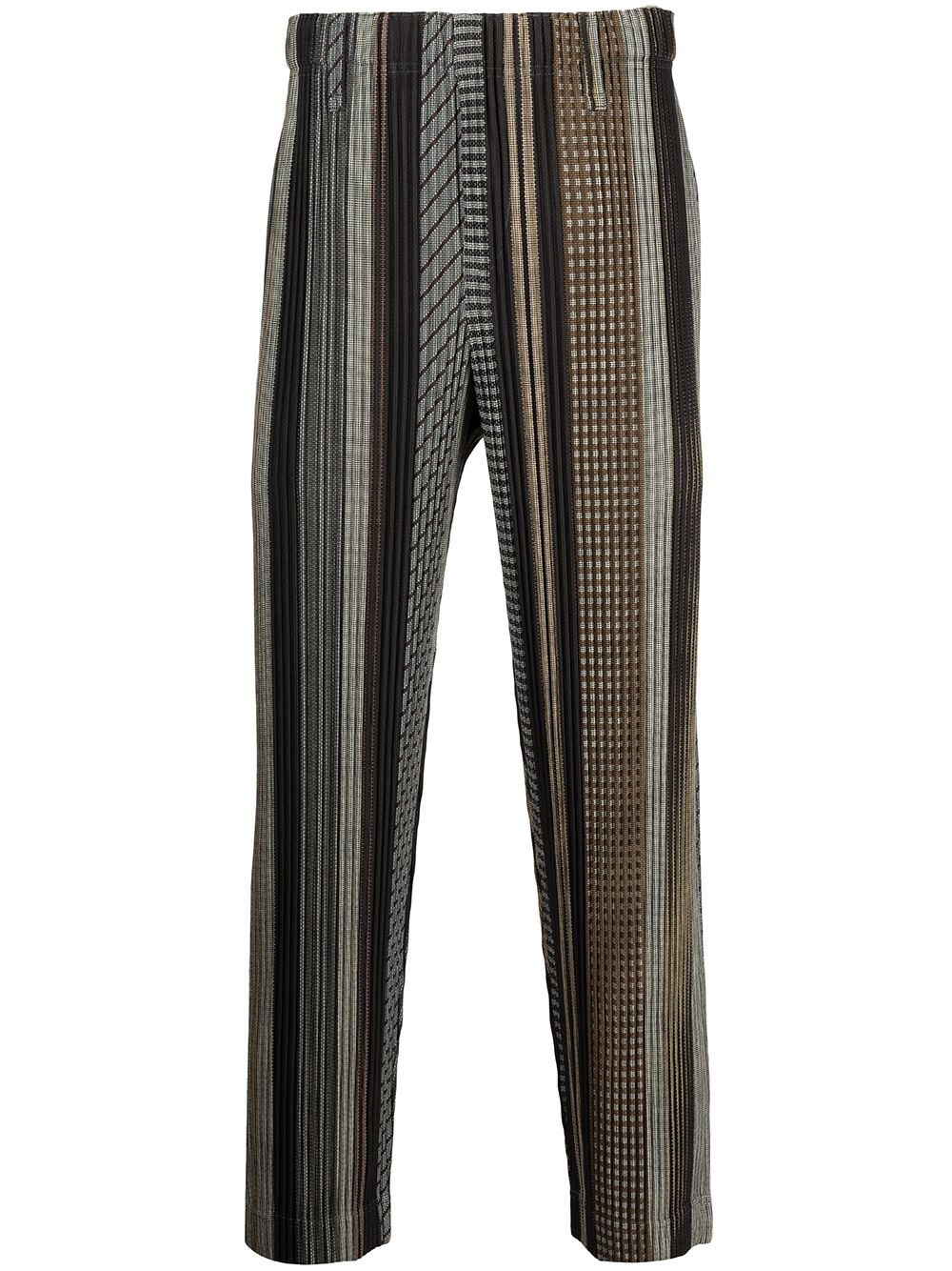 striped plissé trousers - 1