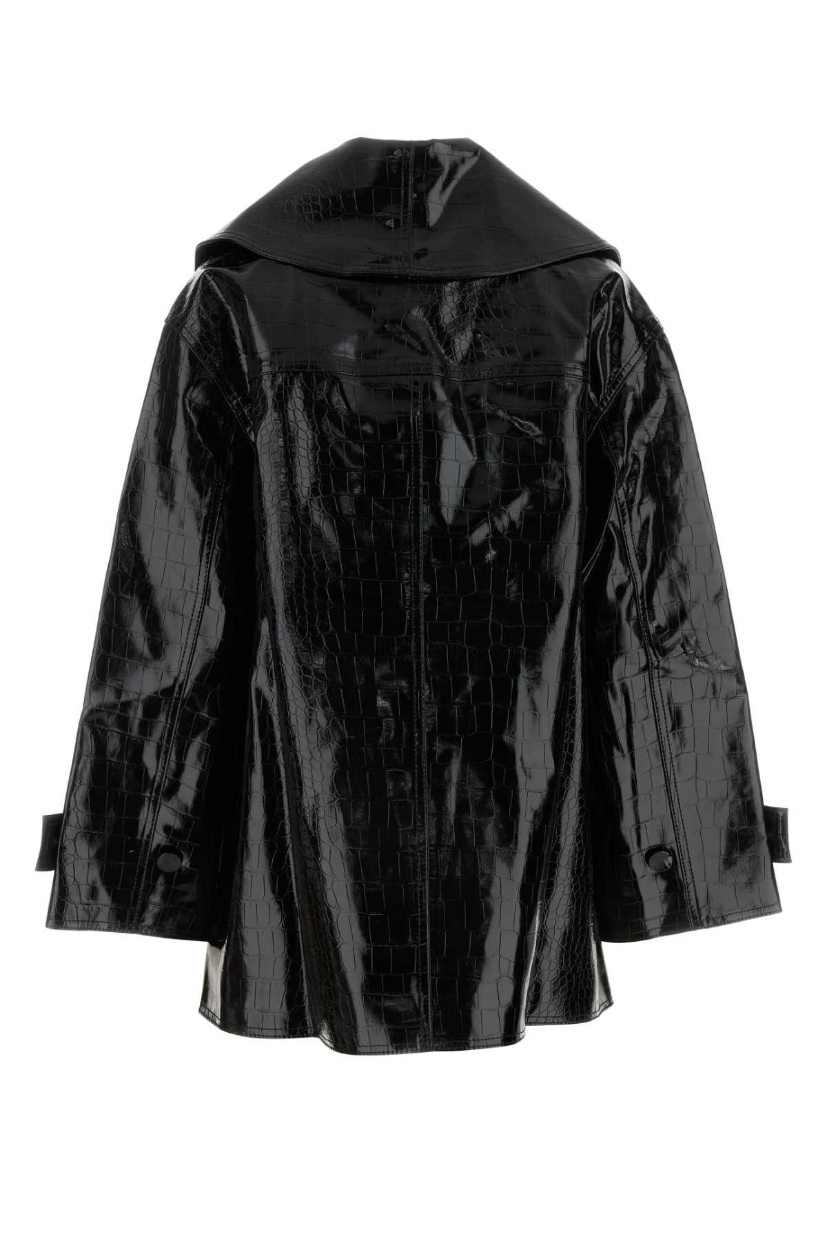 Ganni Women Black Synthetic Leather Coat - 2