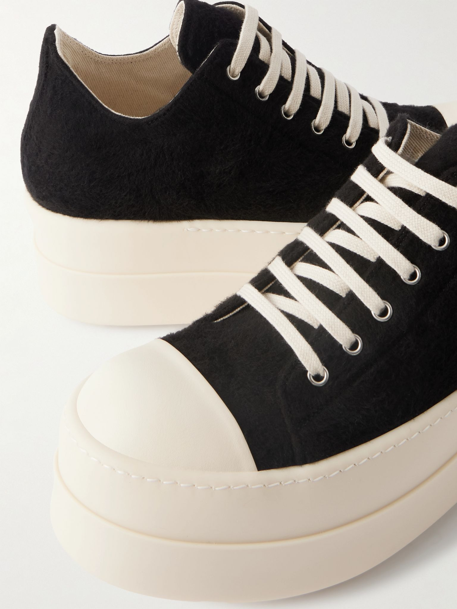 Double Bumper Platform Brushed-Cotton Sneakers Black - 5