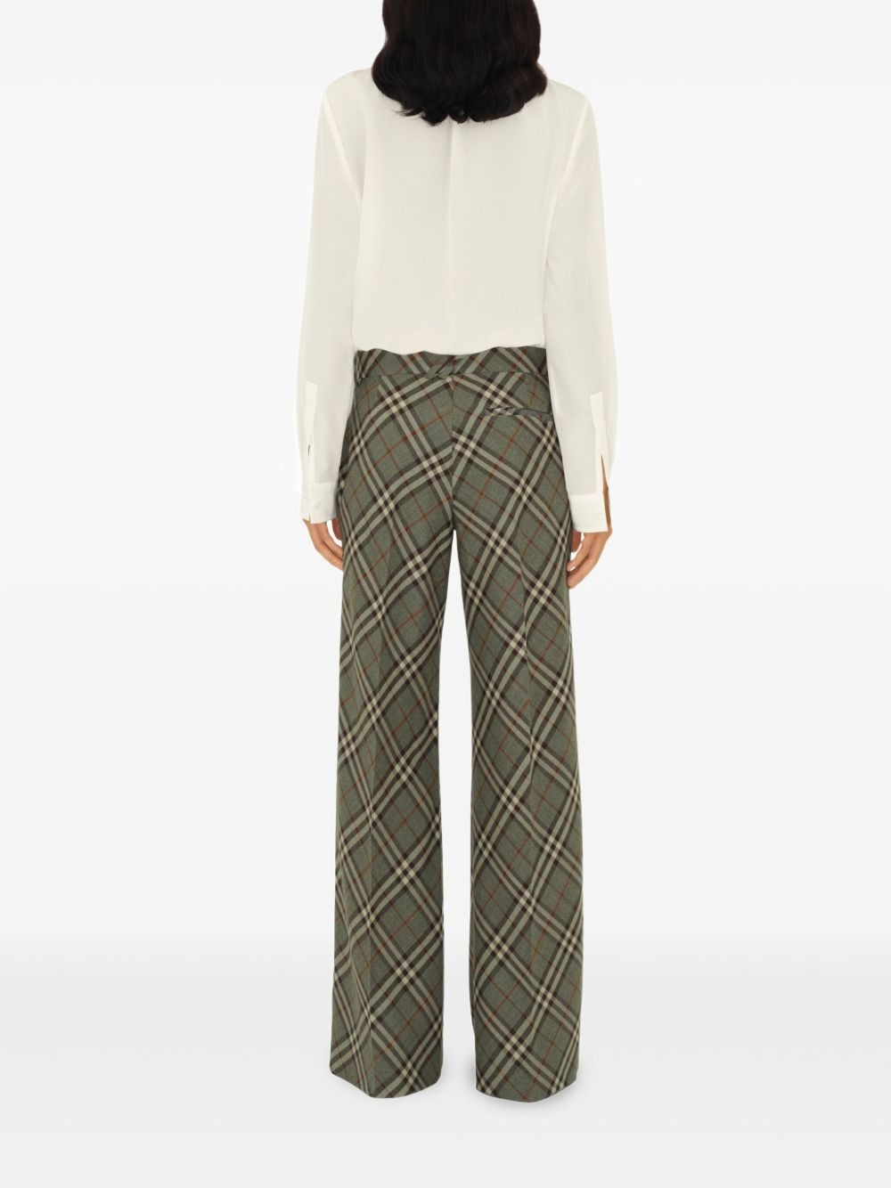 checked wool tailored trousers - 4