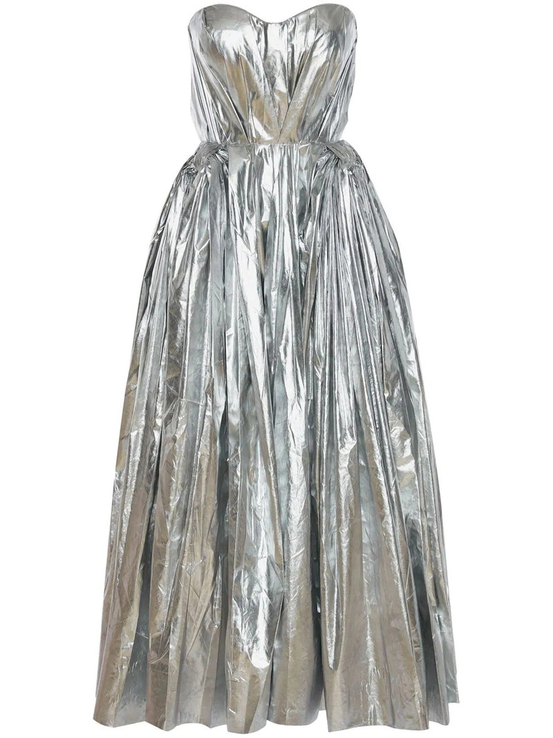 metallic-finish bustier midi dress 1