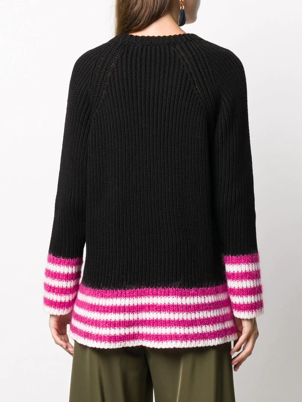 striped hem crew neck jumper - 4