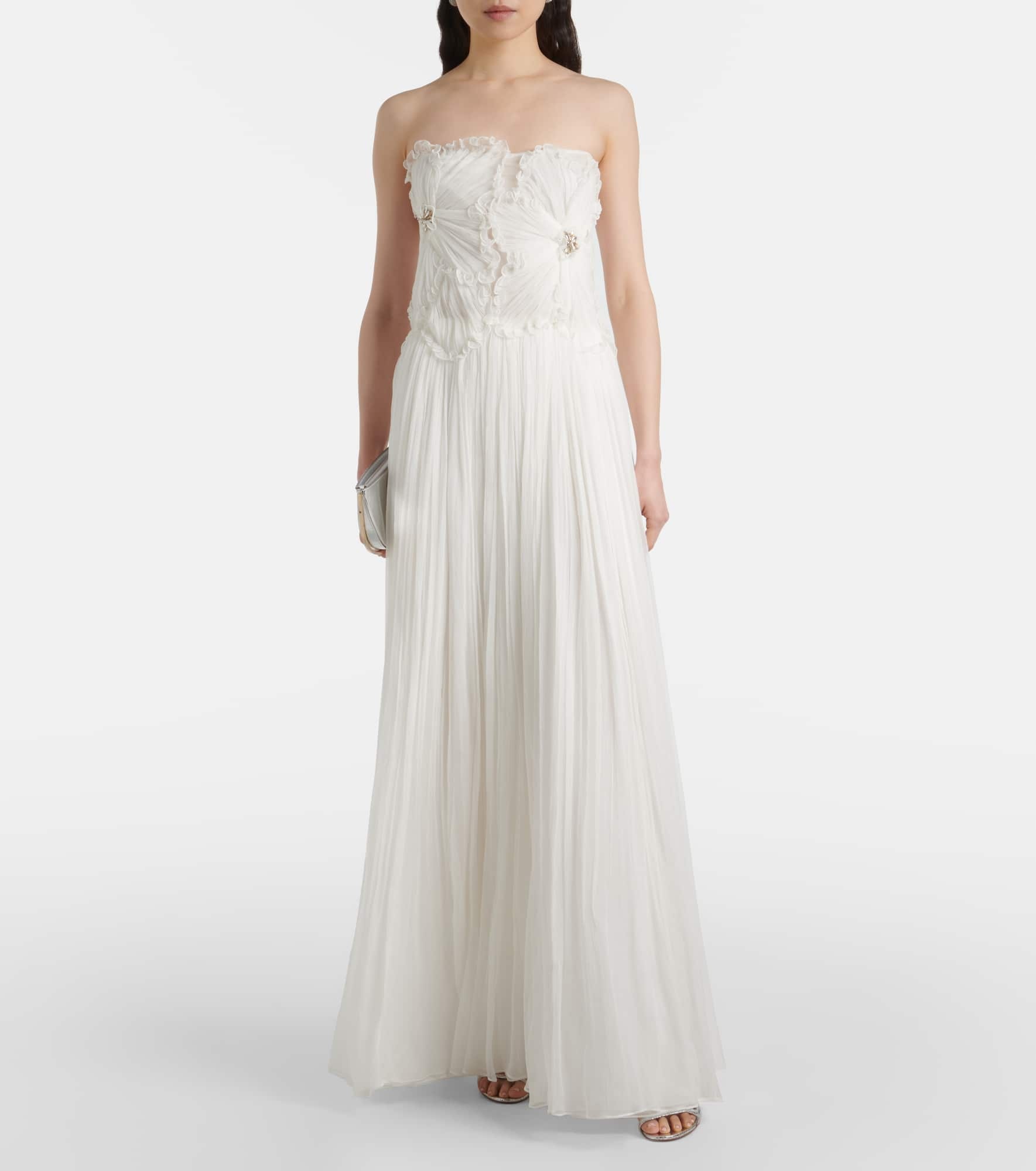 Adamaris embellished floral strapless gown - 2
