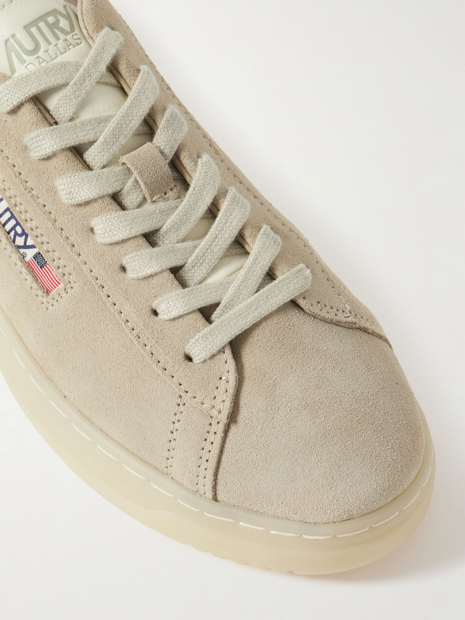 Dallas Leather-Trimmed Suede Sneakers Taupe - 5
