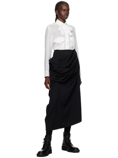 Yohji Yamamoto Black Draped Midi Skirt outlook