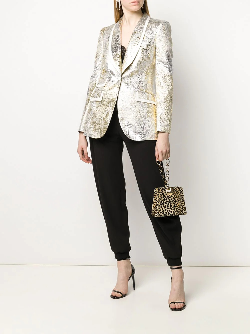 metallic textured blazer - 2
