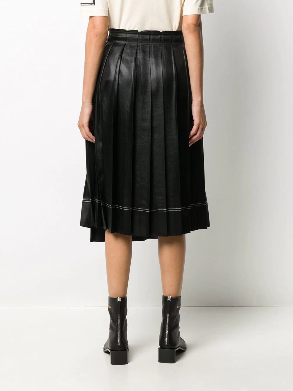 pleated wrap-front skirt - 4