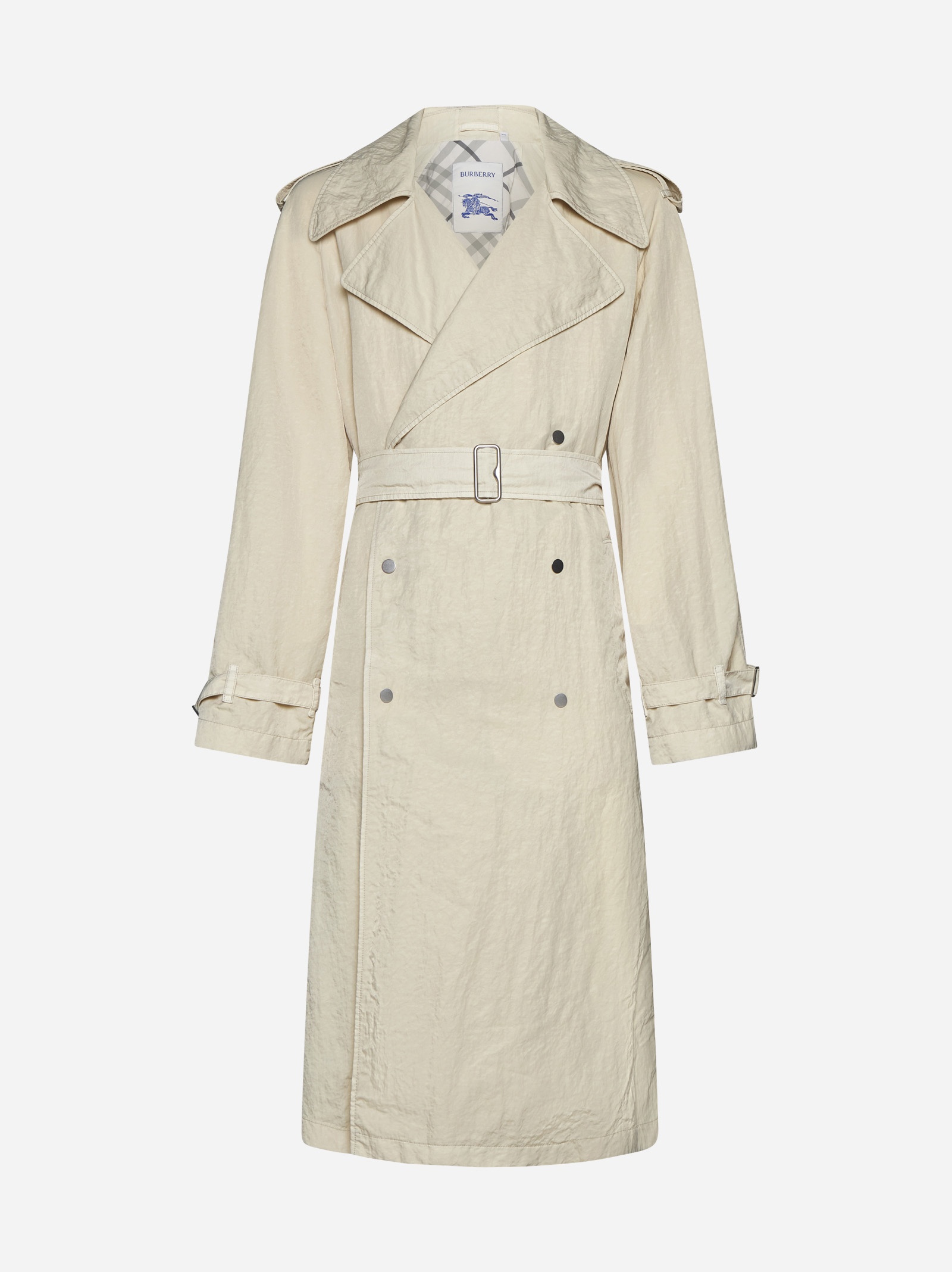 Double-breasted nylon trench coat - 1