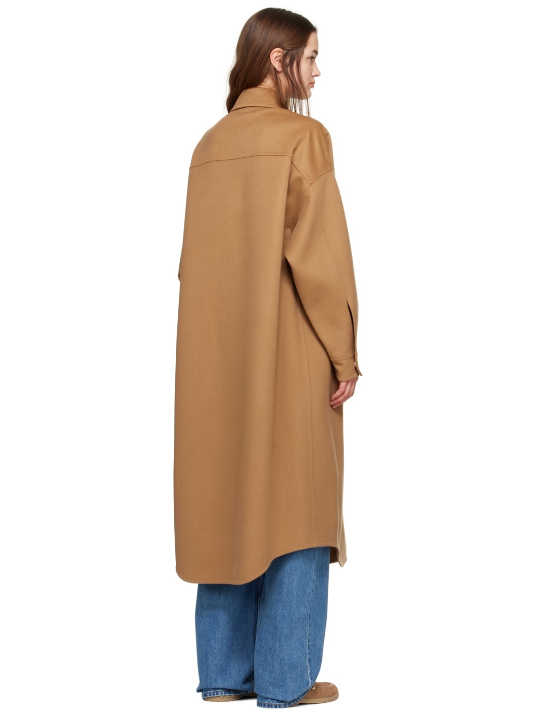 Tan Spread Collar Coat - 3