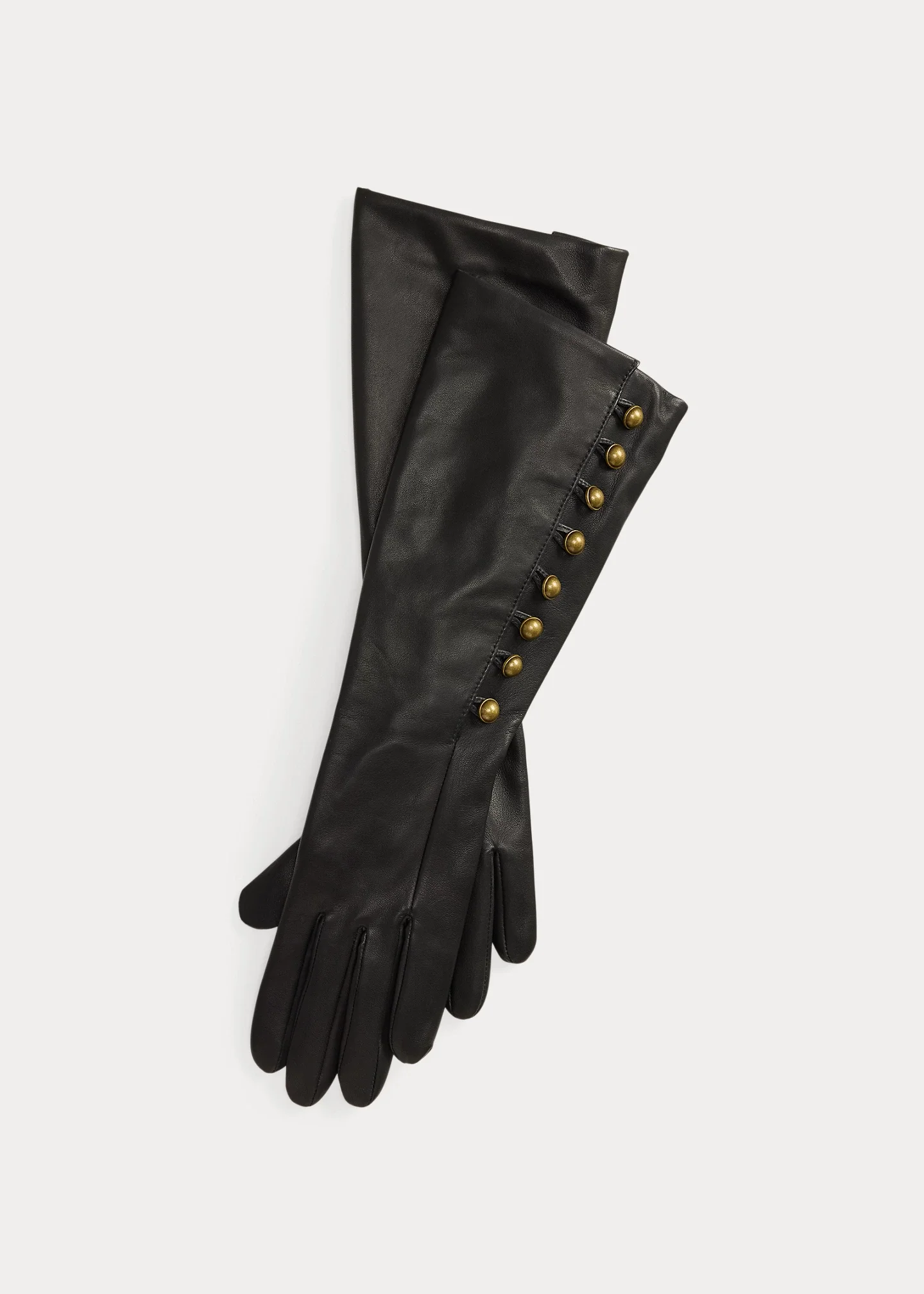Buttoned-Placket Sheepskin Gloves - 1