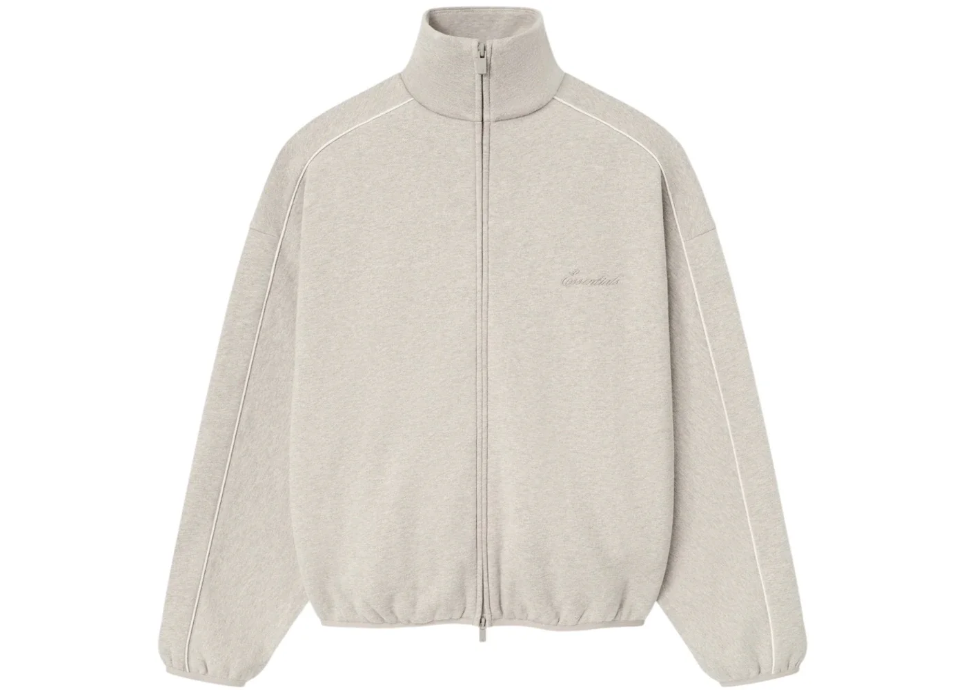 Fear of God Essentials Modern Fleece Piping Track Jacket Heather Stone/Cloud White - 1