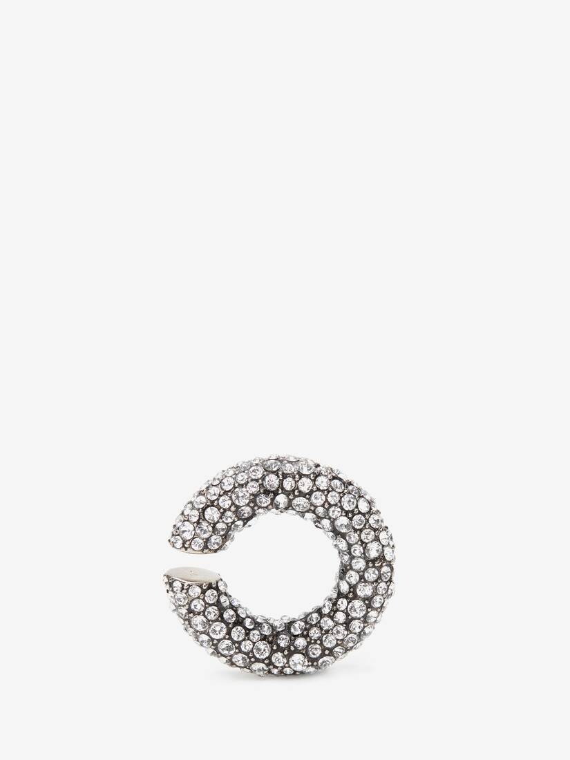 Women's Pave Round Ear Hook in Antique Silver - 4