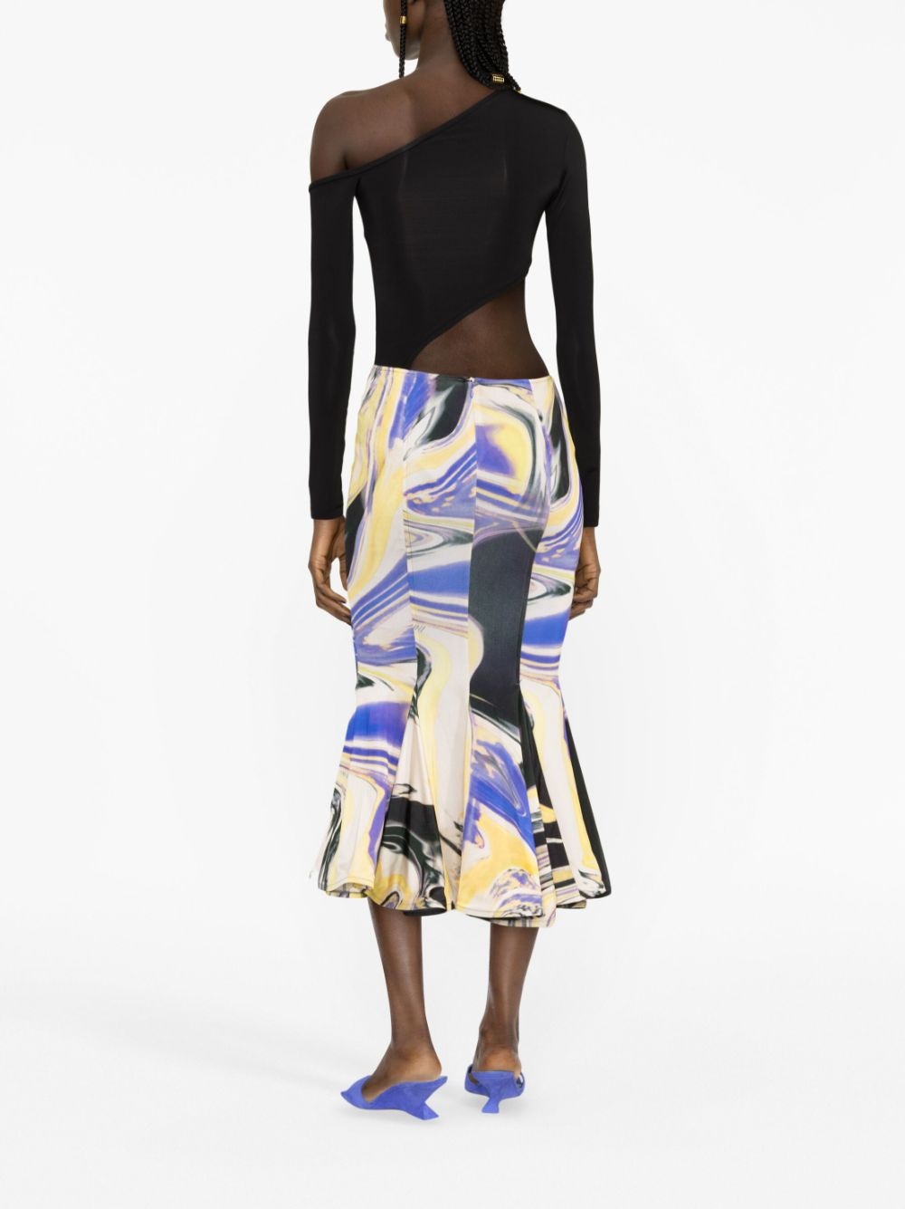 abstract-print flared midi skirt - 3