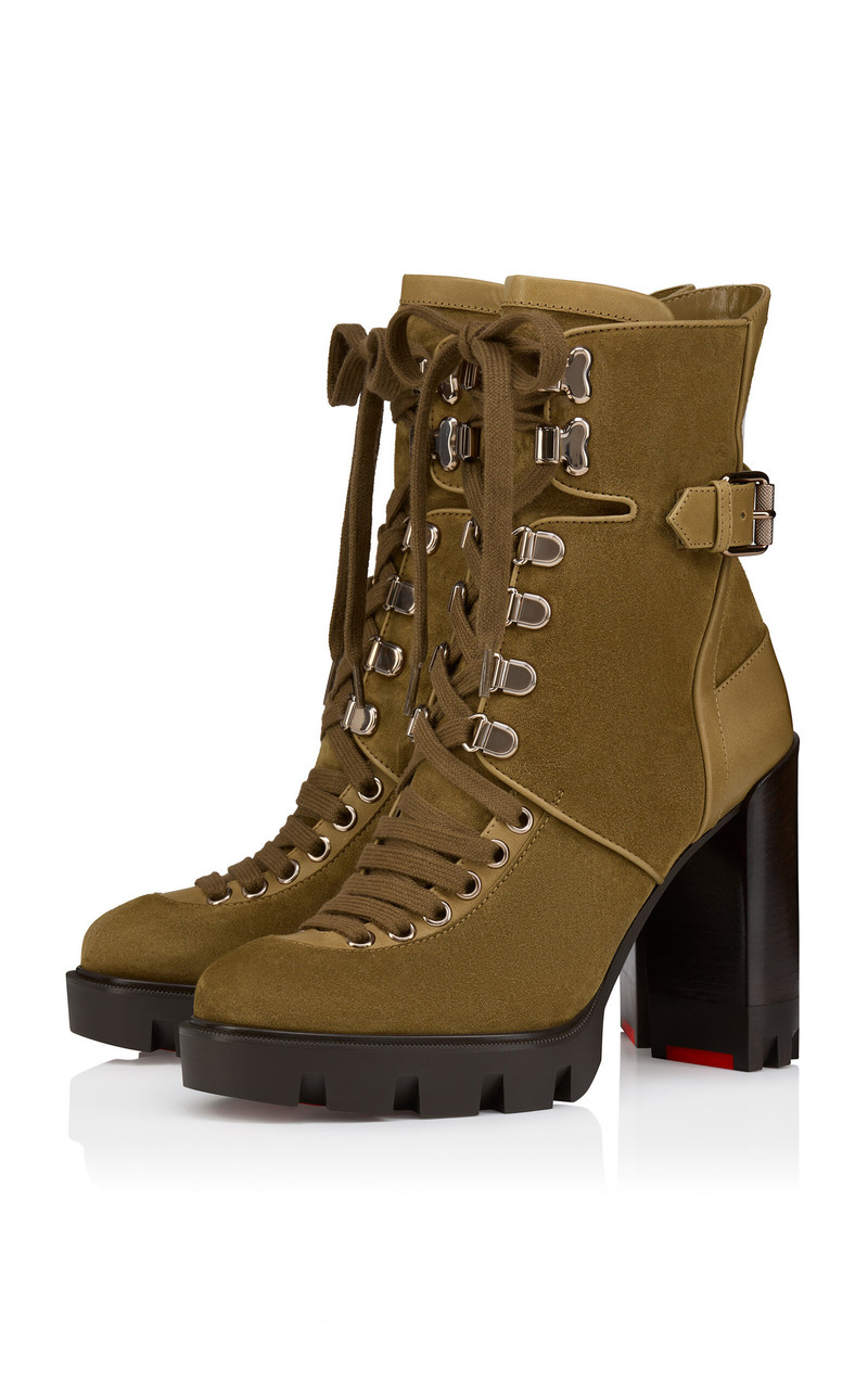 Christian Louboutin New Macademia 100mm Leather Ankle Boots brown outlook