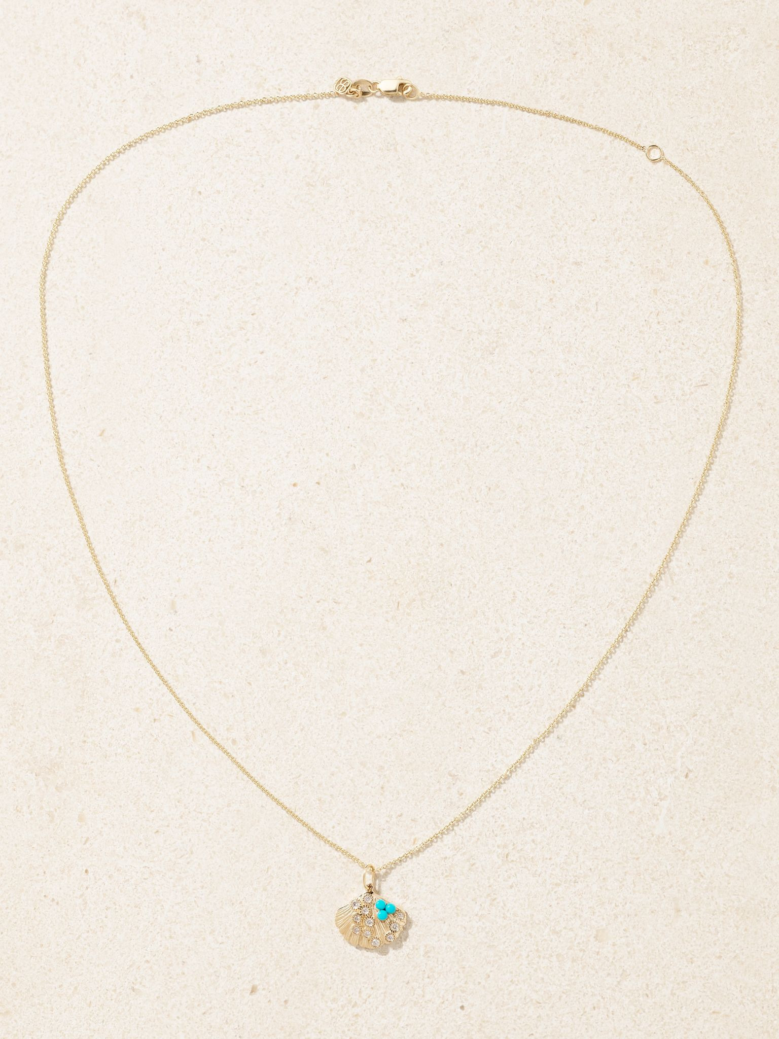 14-karat gold, diamond and turquoise necklace Gold - 4