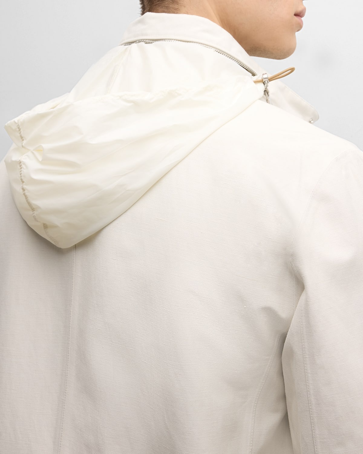 Men's Linen-Silk Concealed Zip Safari Jacket - 6