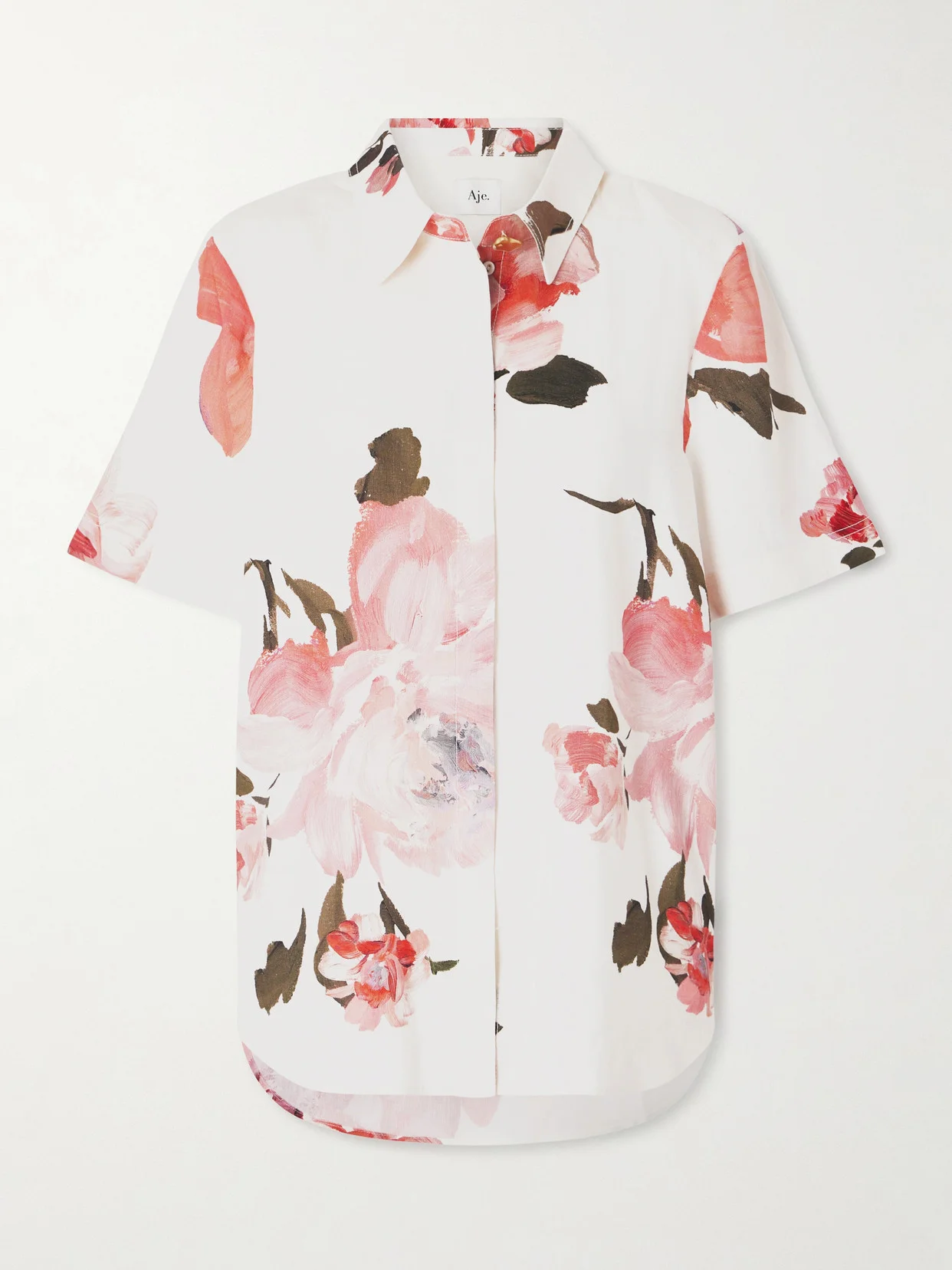 Vacation Floral-print Linen-blend Shirt - 1