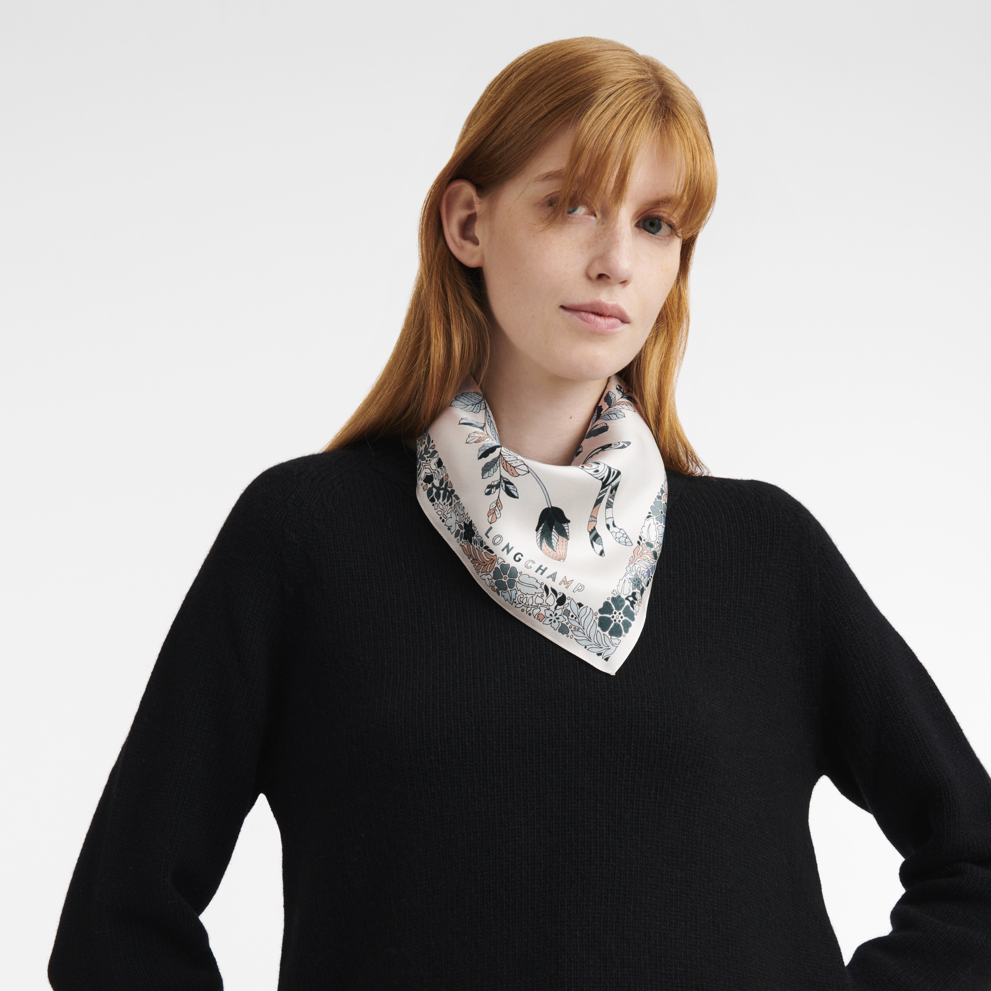 Forêt Longchamp Silk scarf 50 Ecru - Silk - 2