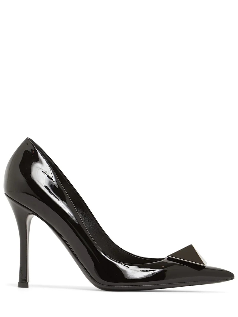 100MM ONE STUD PATENT LEATHER PUMPS - 1