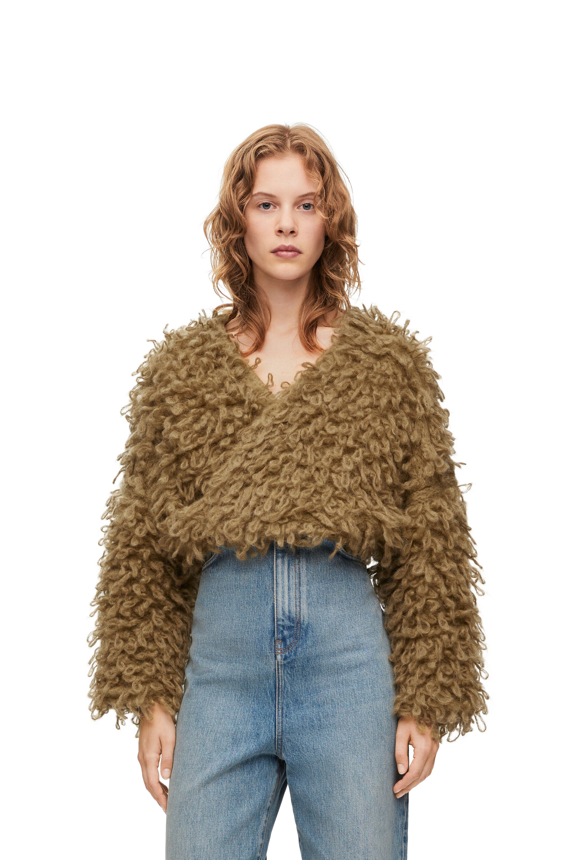 LOEWE mohair cropped cardigan - Red