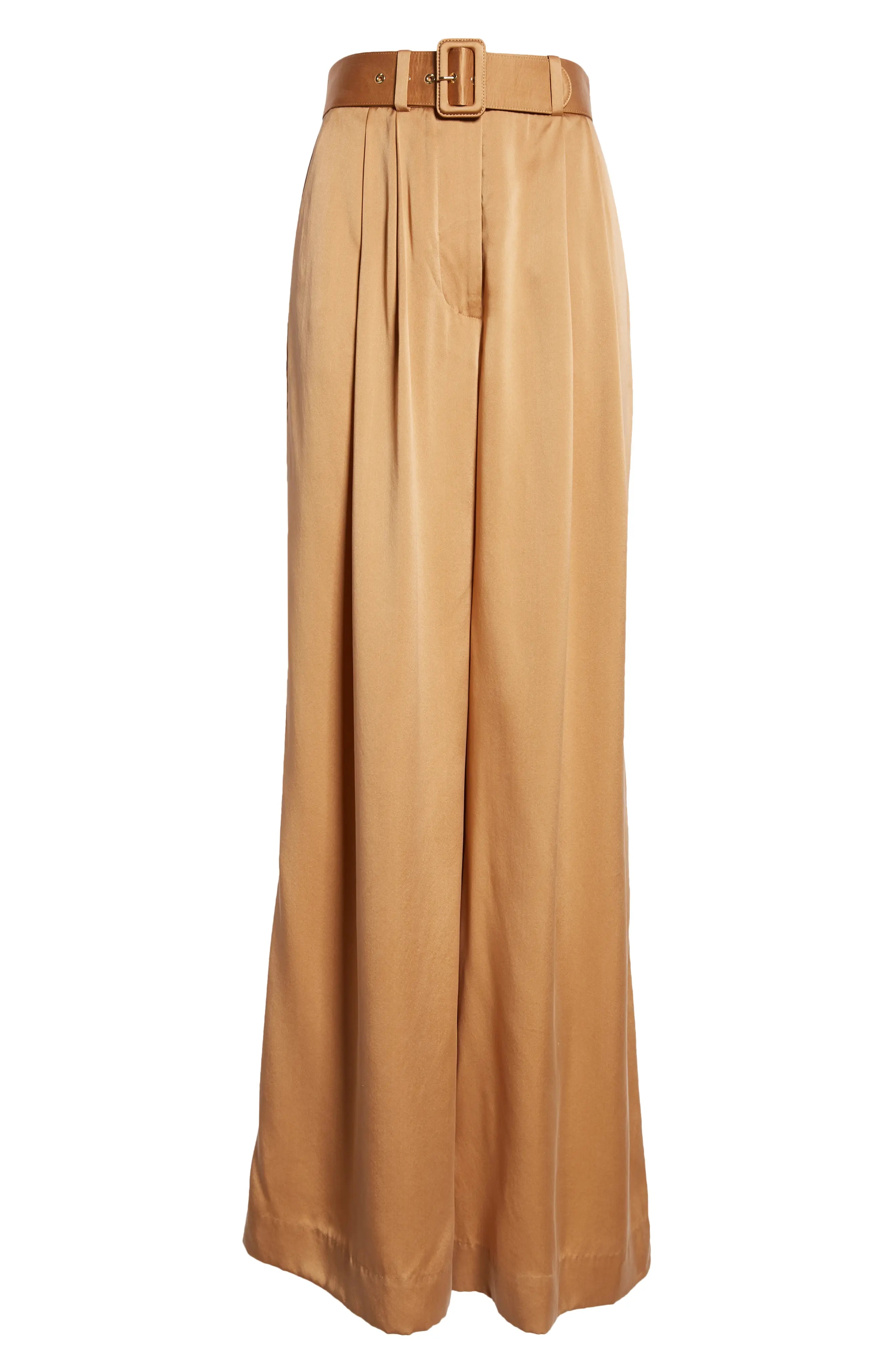 Belted Silk Wide Leg Pants - 6