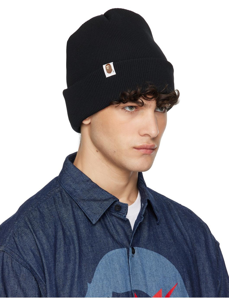 A BATHING APE® Black Logo Knit Beanie outlook