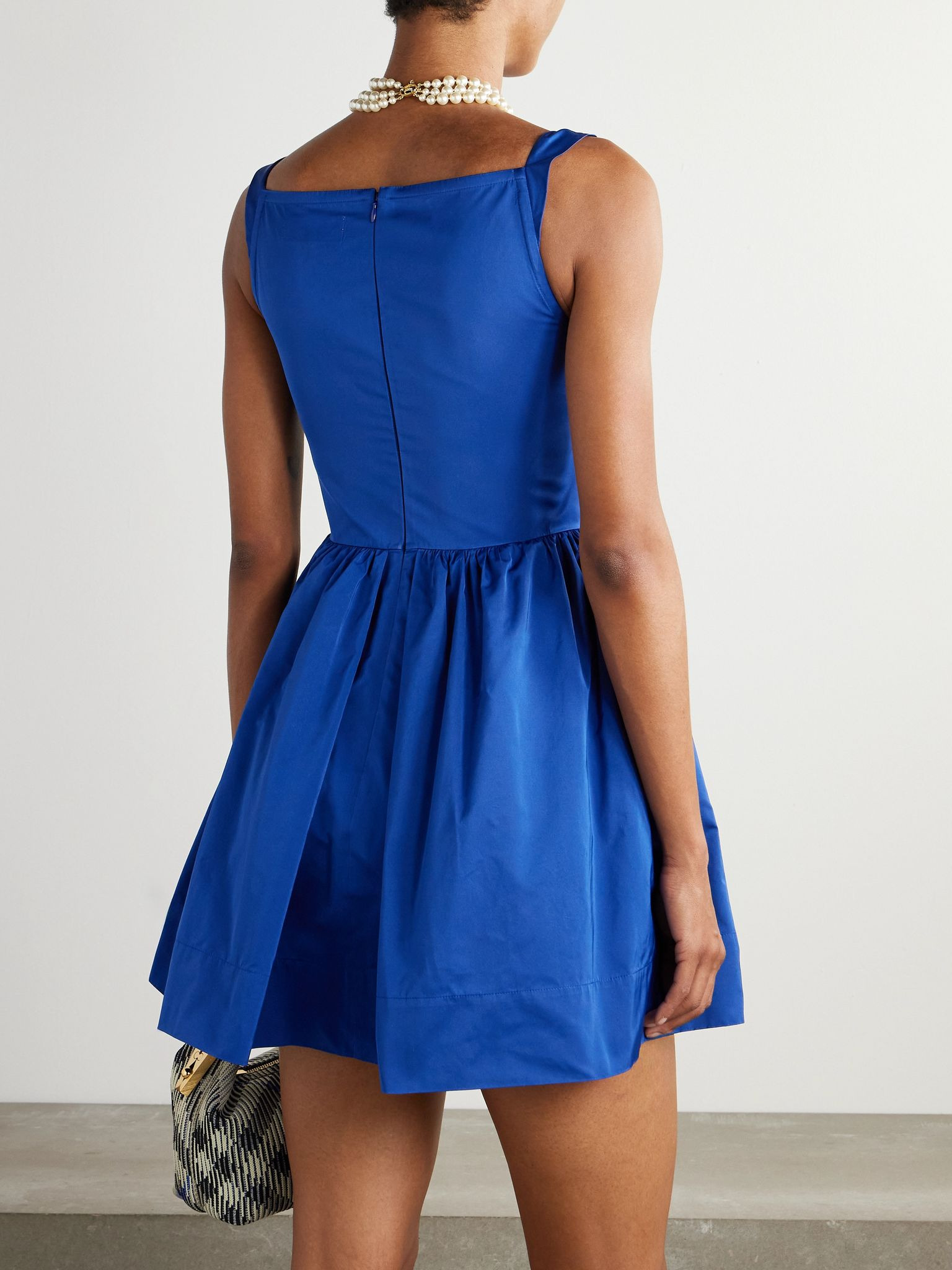 Sunday pleated taffeta mini dress Bright blue - 3