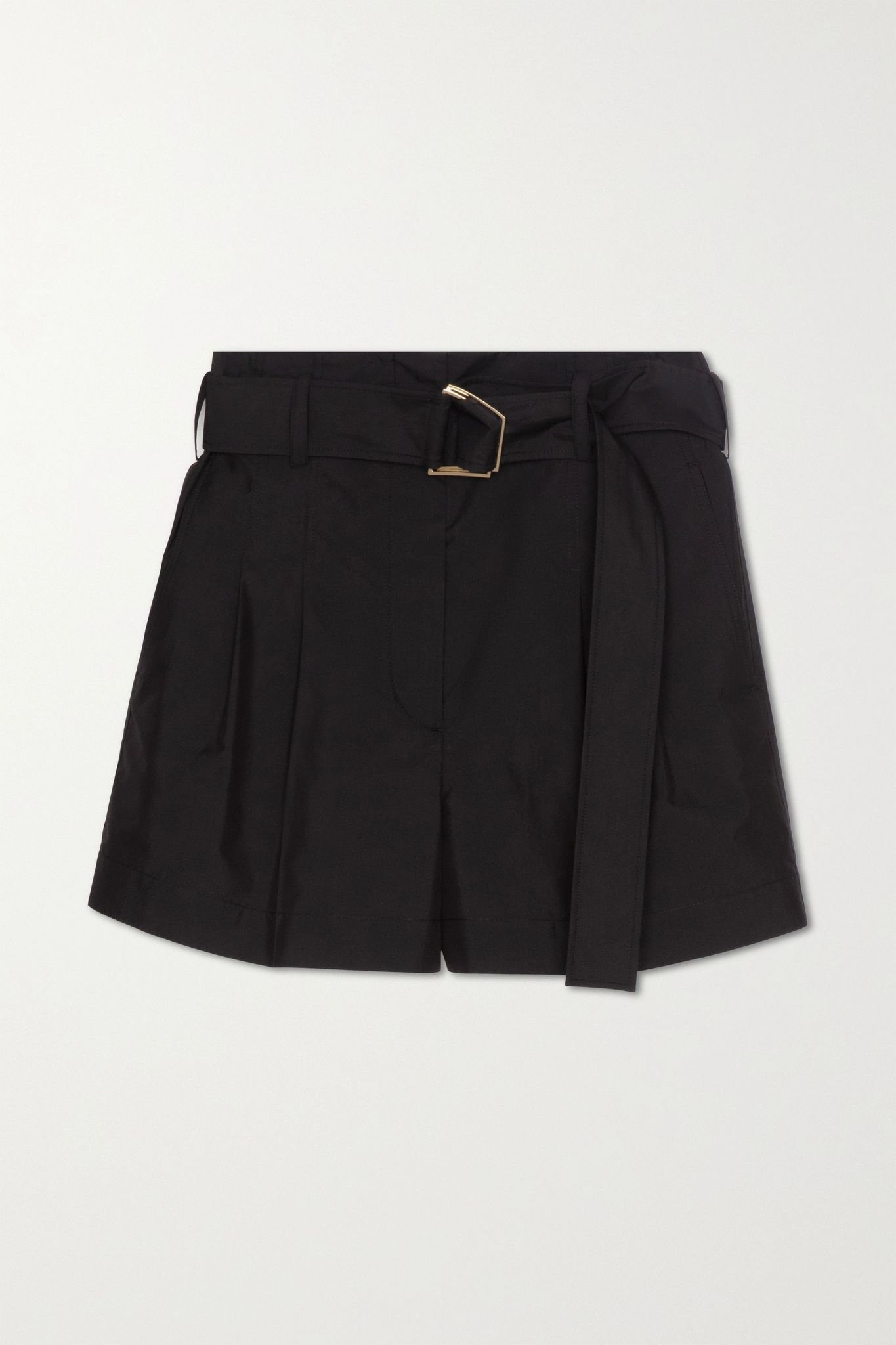 Belted pleated cotton-blend shorts - 1