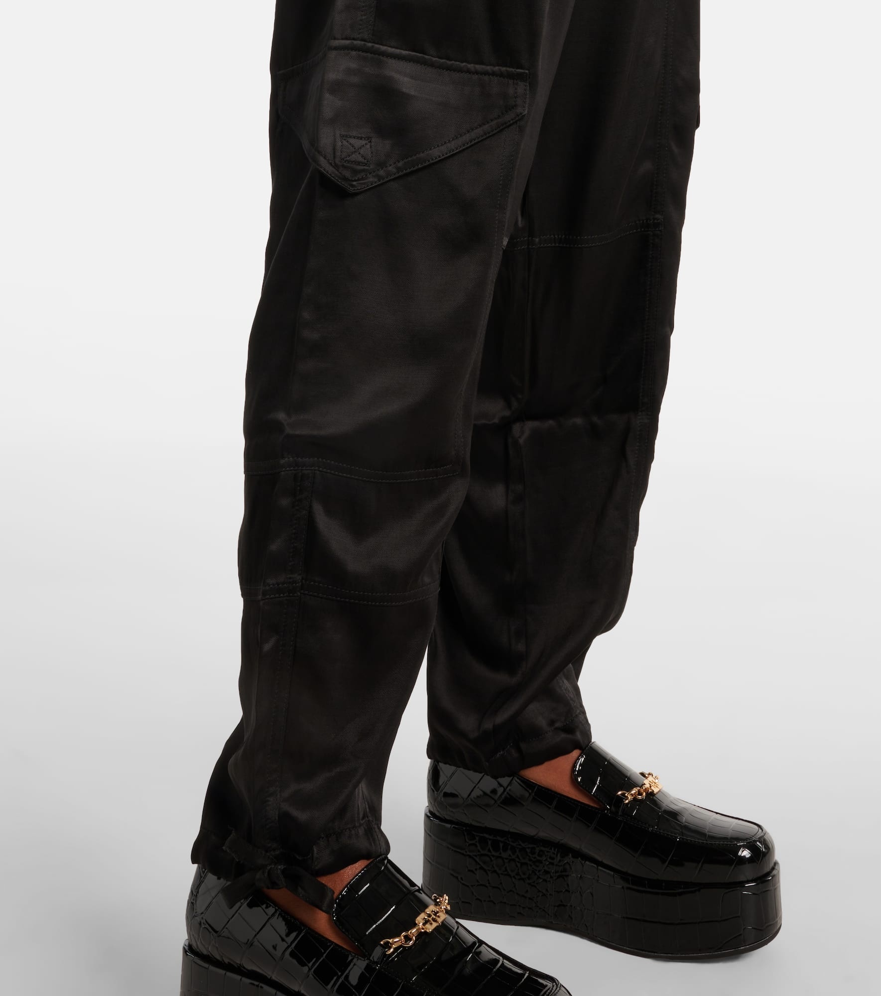 High-rise satin cargo pants - 5