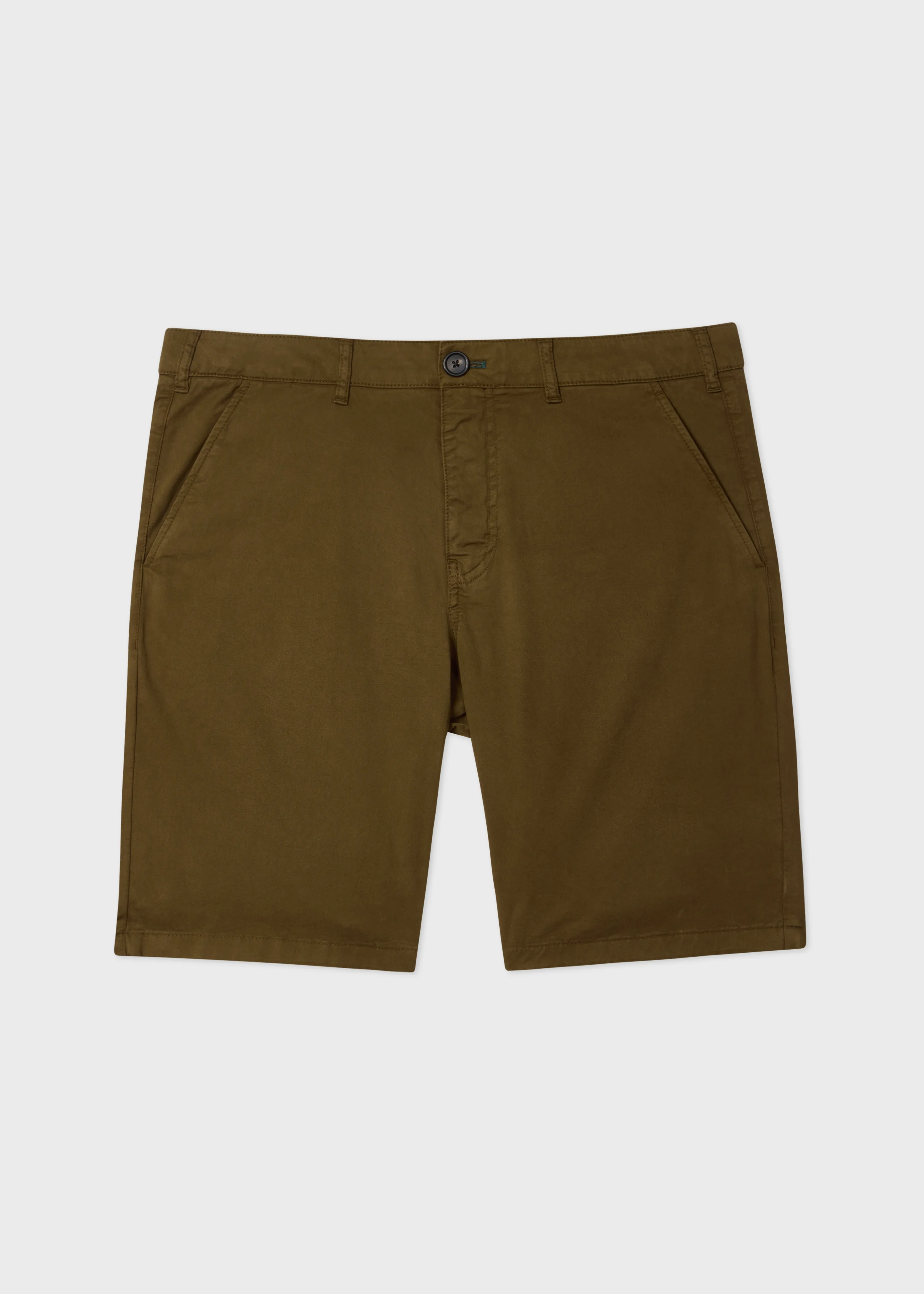Dark Khaki Organic Cotton-Twill Shorts - 1