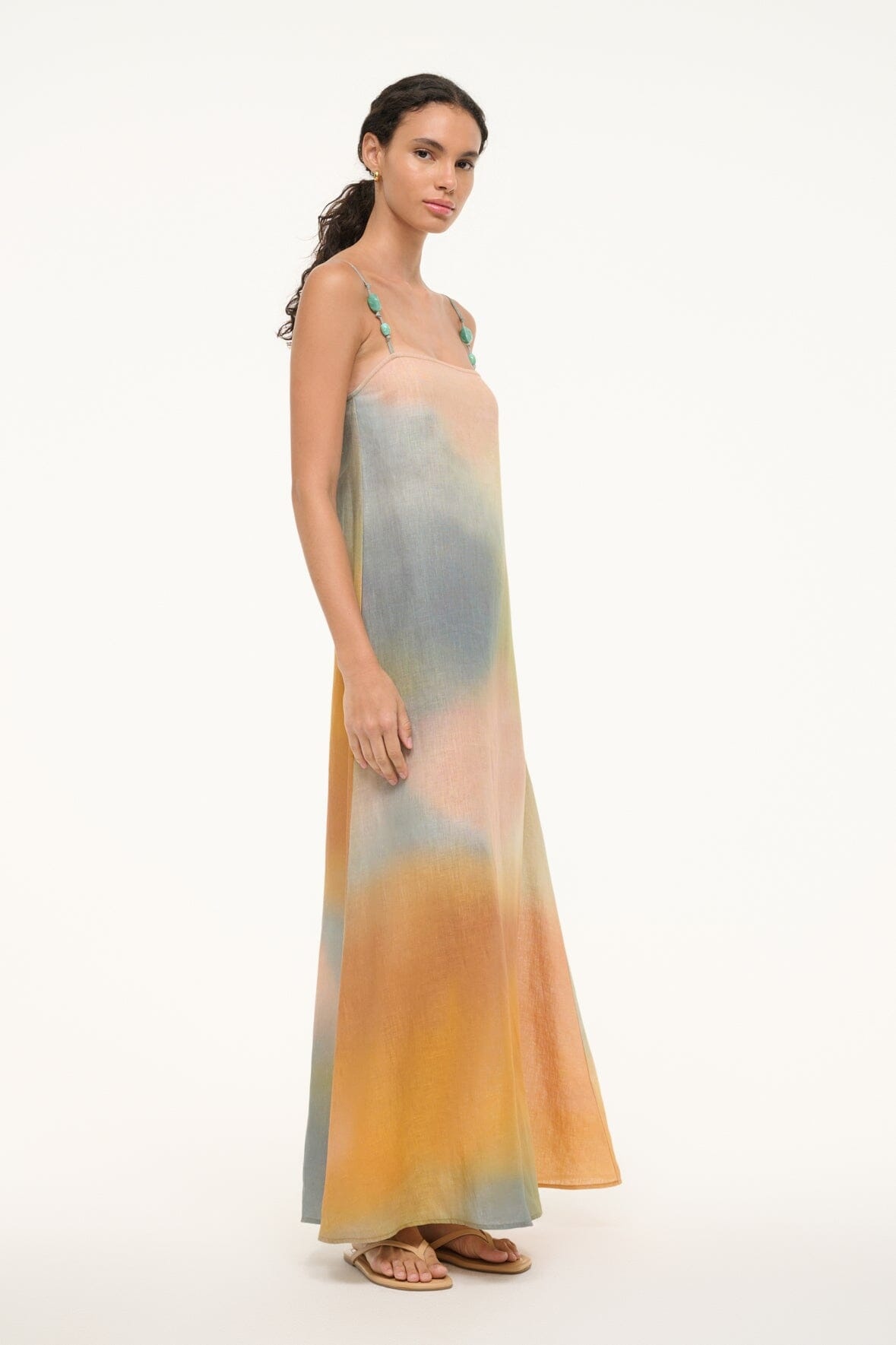 STAUD LAURA LINEN DRESS PASTEL CLOUDS - 4