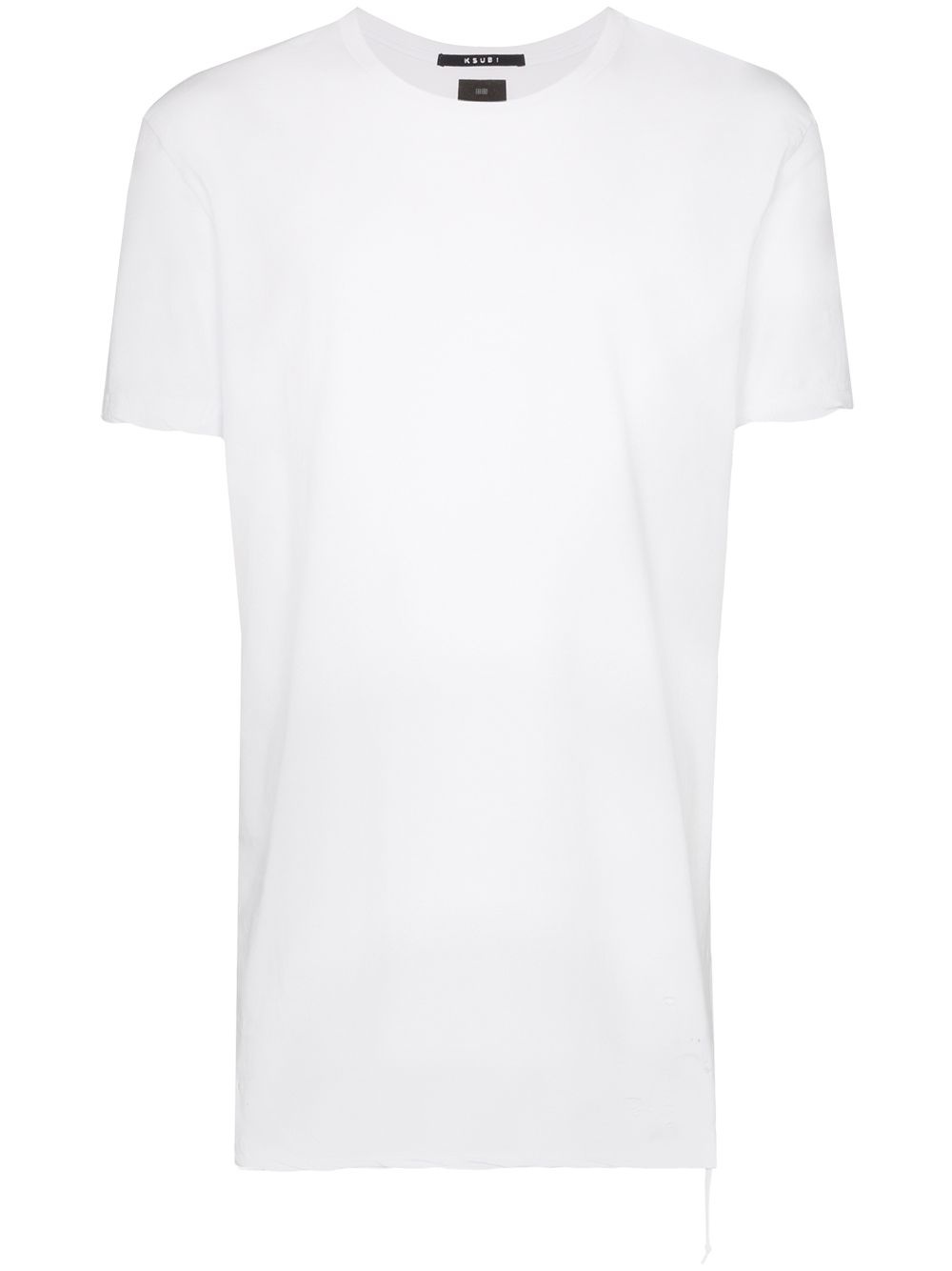 distressed-hem longline T-shirt - 1