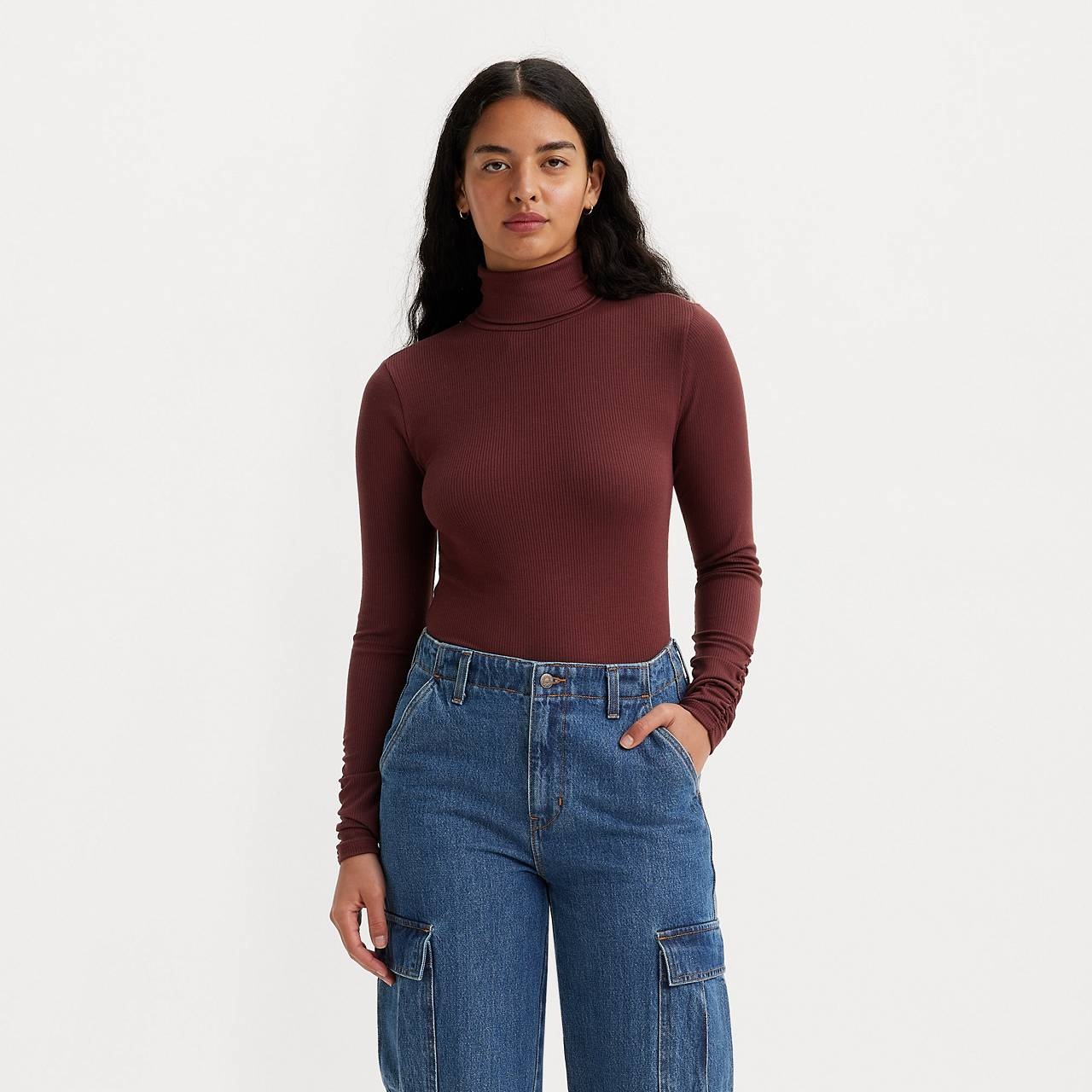 RUCHED TURTLENECK TOP - 2