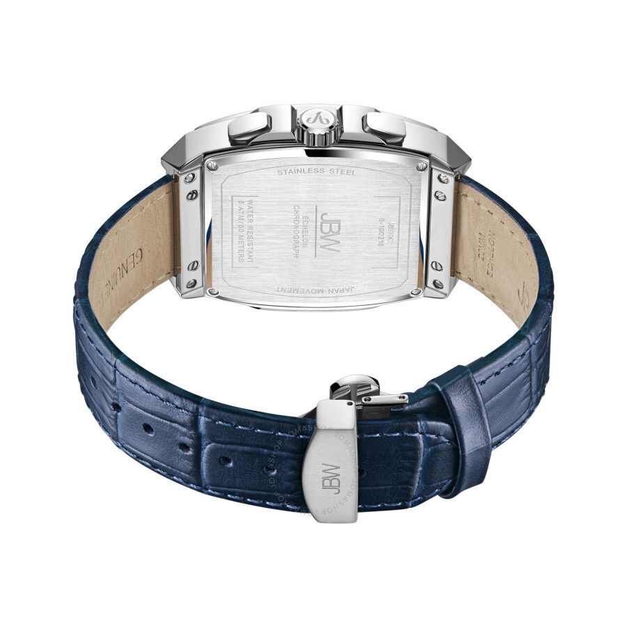 Jbw - JBW Echelon Quartz Silver Dial Blue Leather Men's Watch J6379C - 3