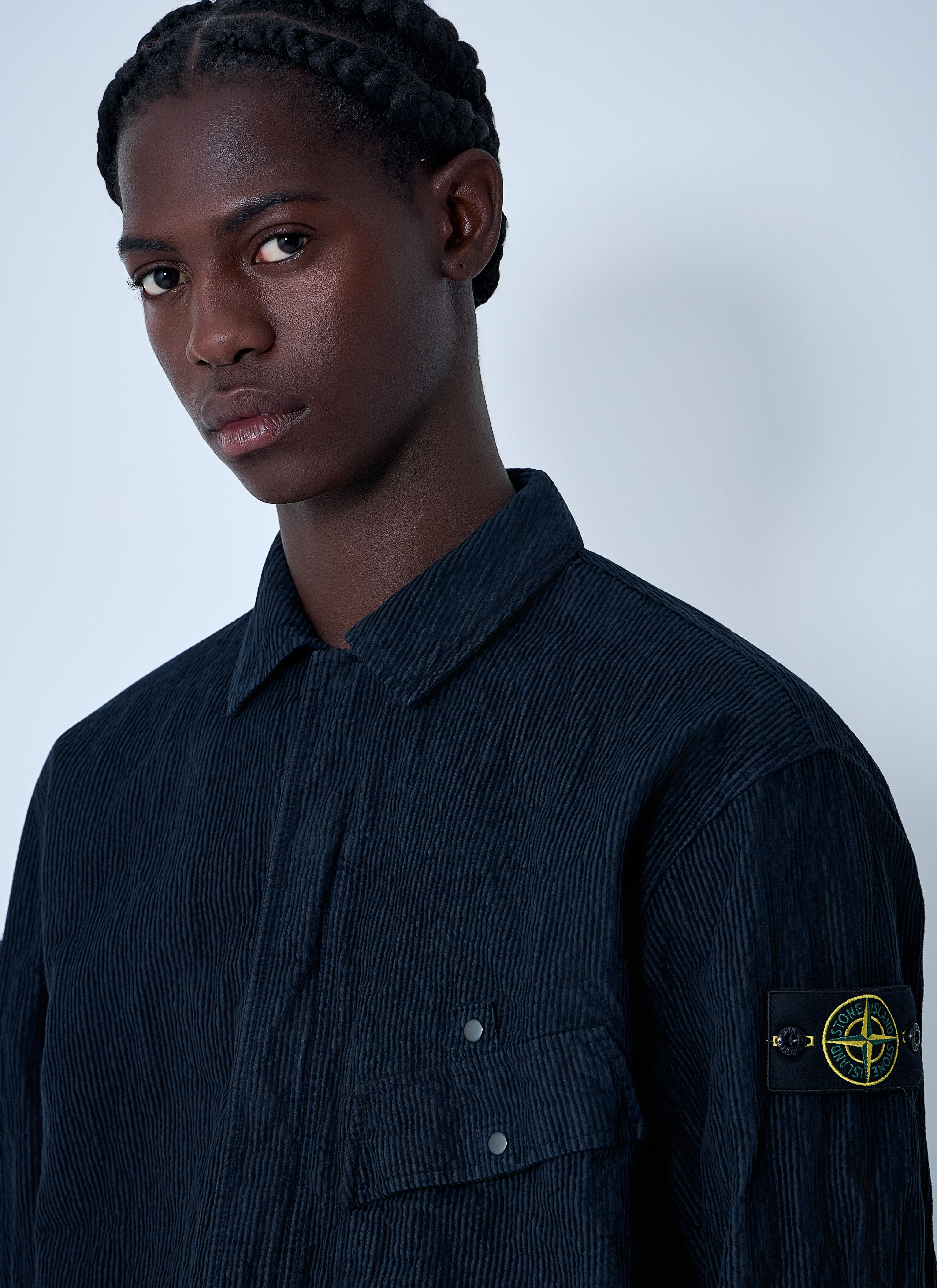 Stone Island Men Logo Motif Corduroy Shirt - 5