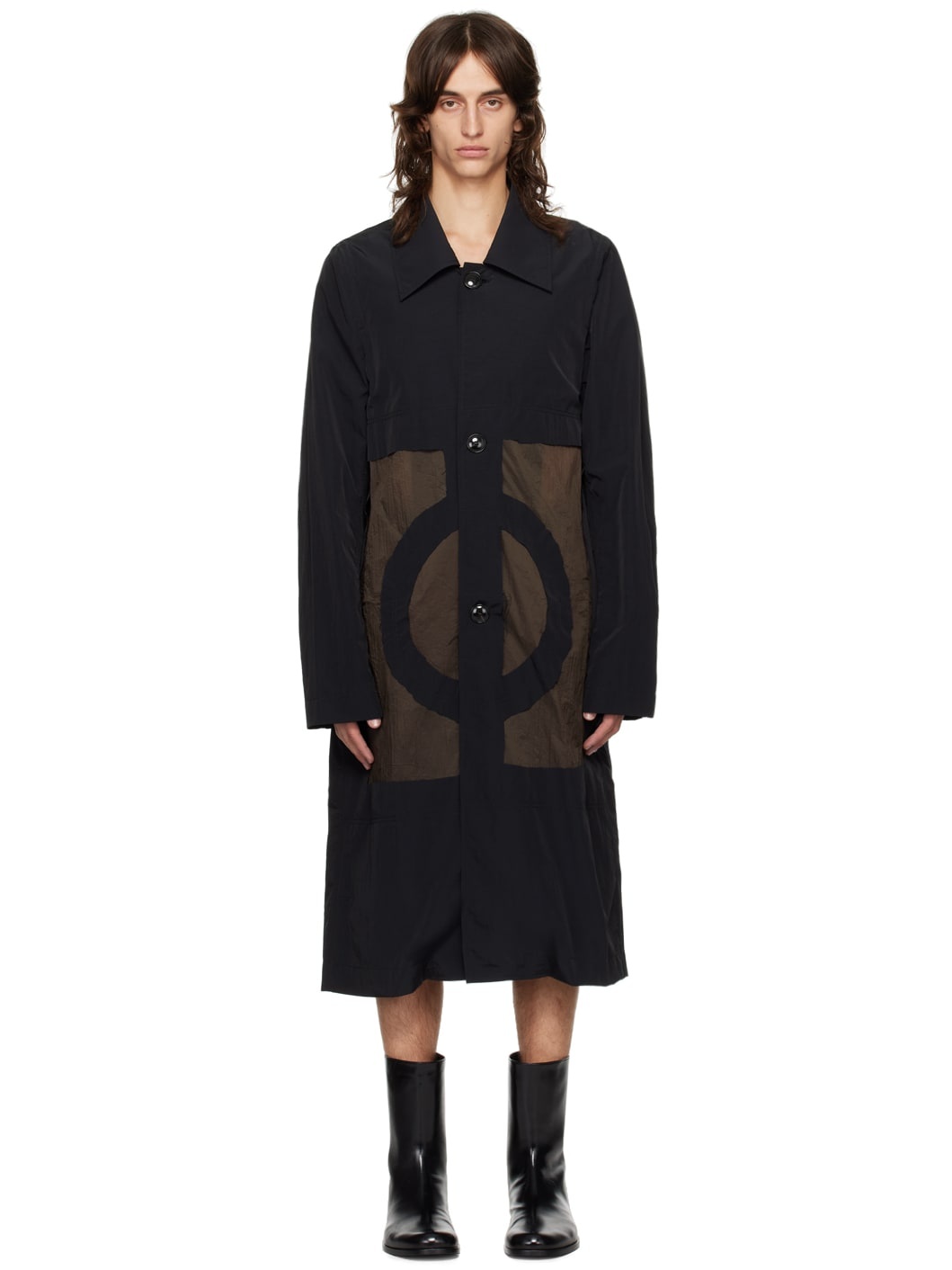 Black Wet Collage Coat - 1
