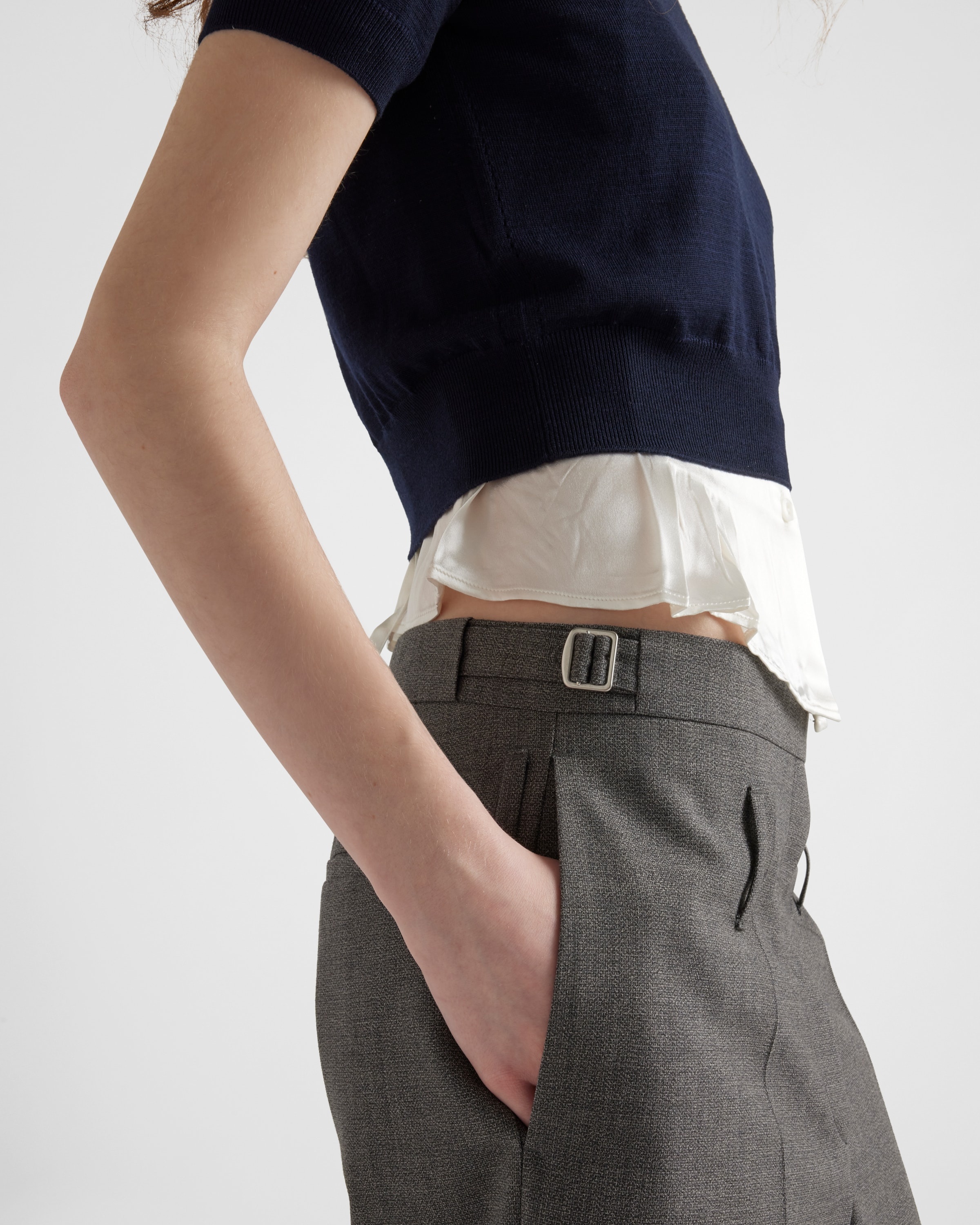 Technical wool pants with belt - 3