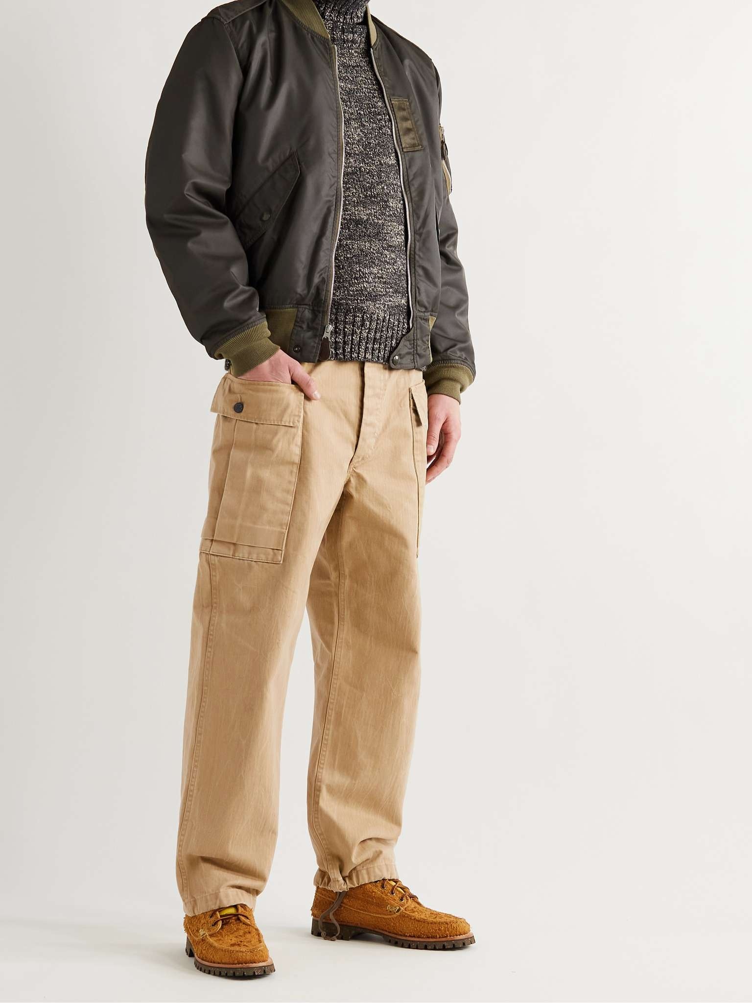 Campbell Herringbone Cotton Drawstring Cargo Trousers - 2