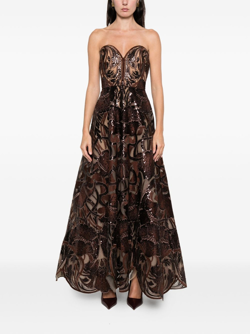 ELIE SAAB sequin-embellished embroidered maxi dress outlook