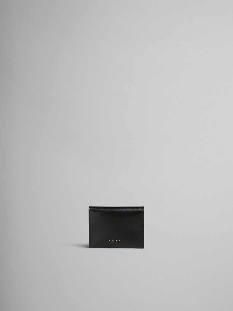BLACK LEATHER BIFOLD CARD CASE 1