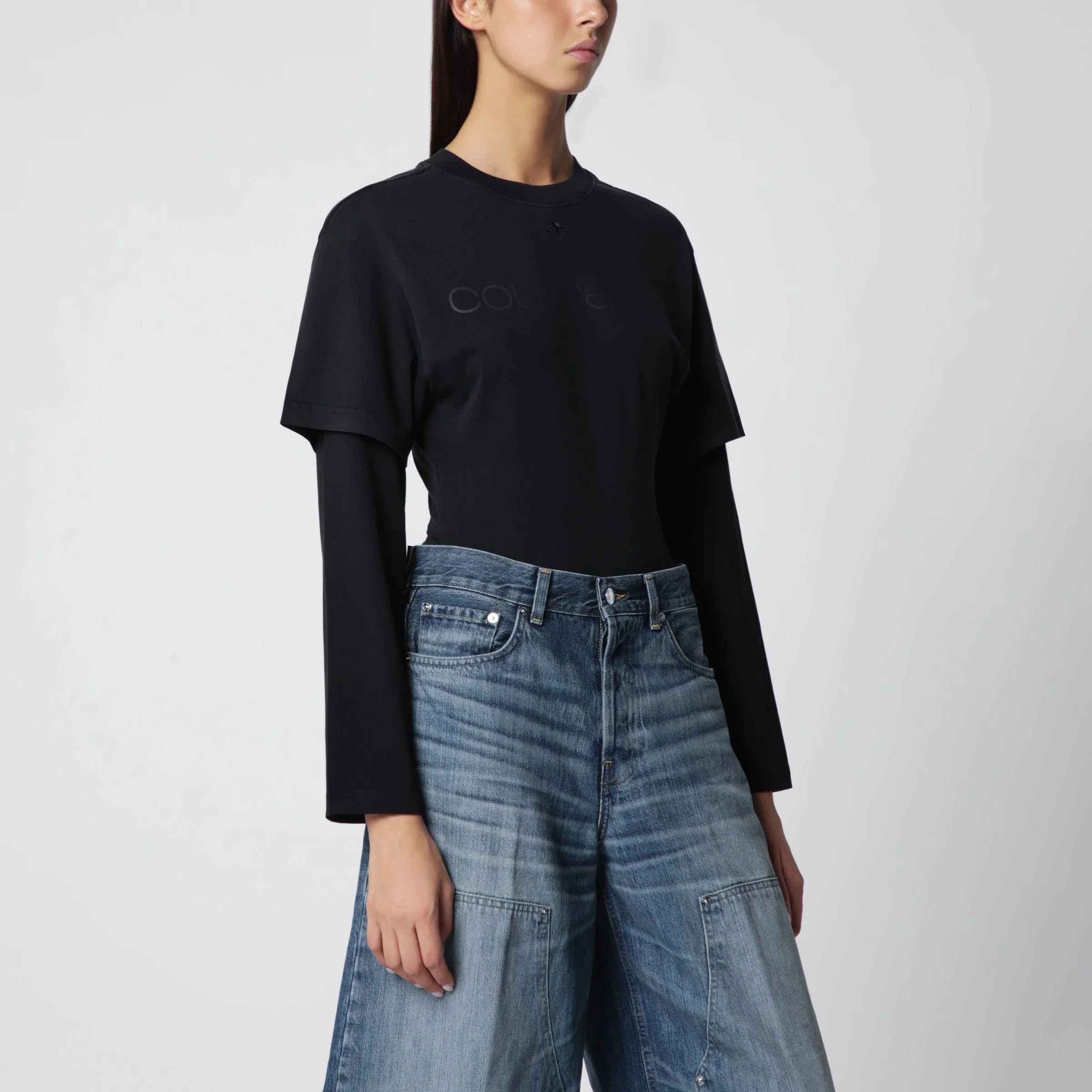 Black double-sleeve T-shirt - 1